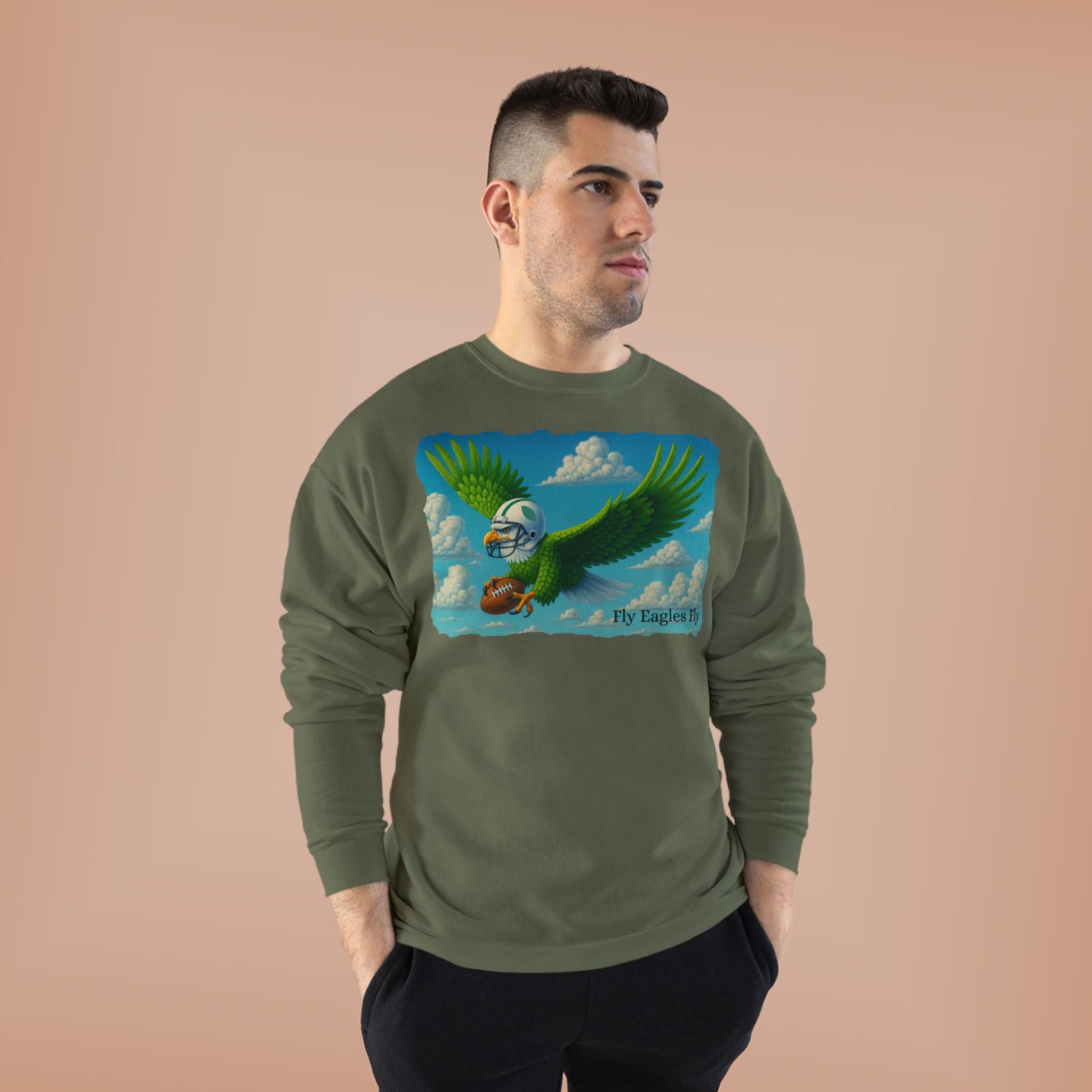Eagles Fly Crewneck Sweatshirt — Vintage Football Bird Graphic