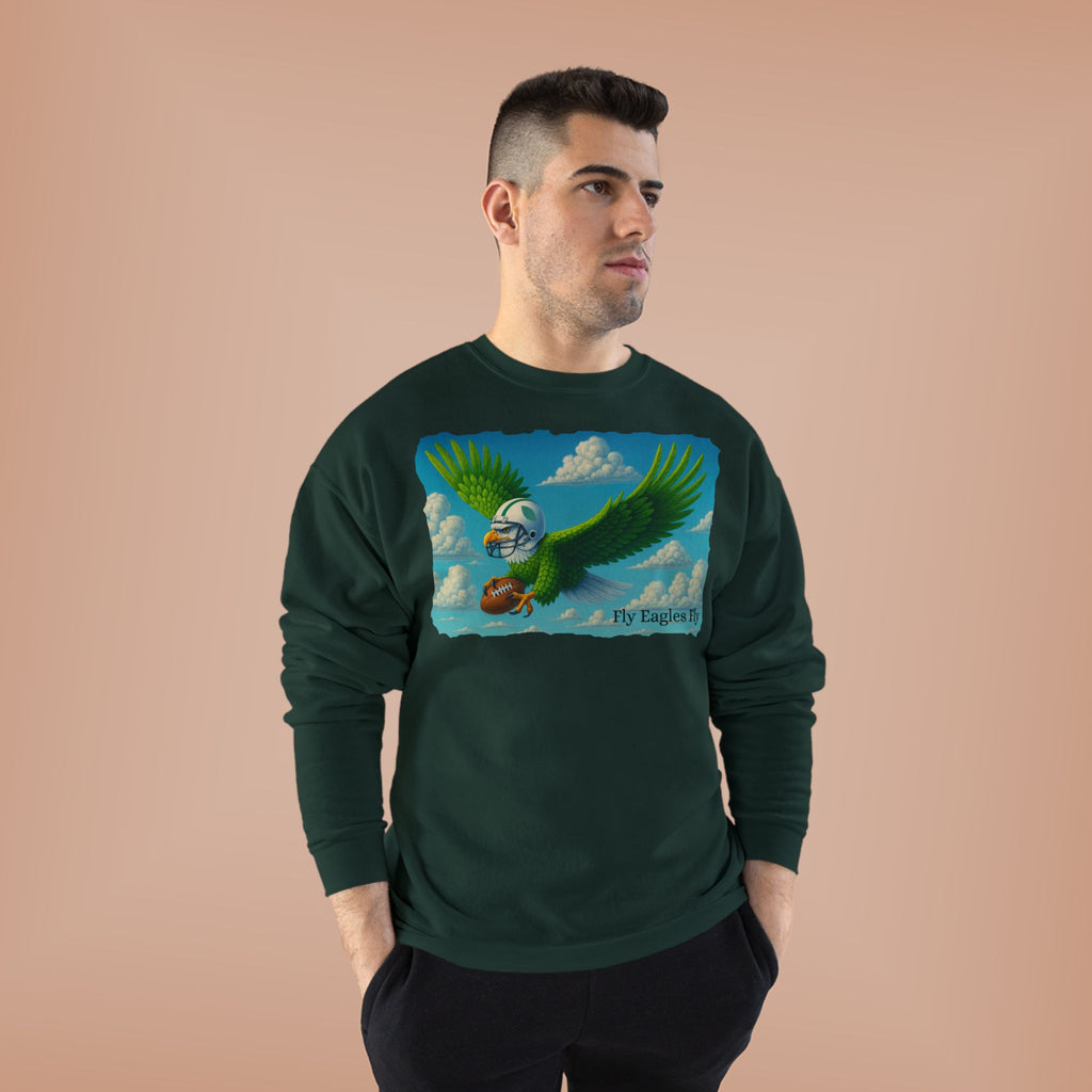 Eagles Fly Crewneck Sweatshirt — Vintage Football Bird Graphic