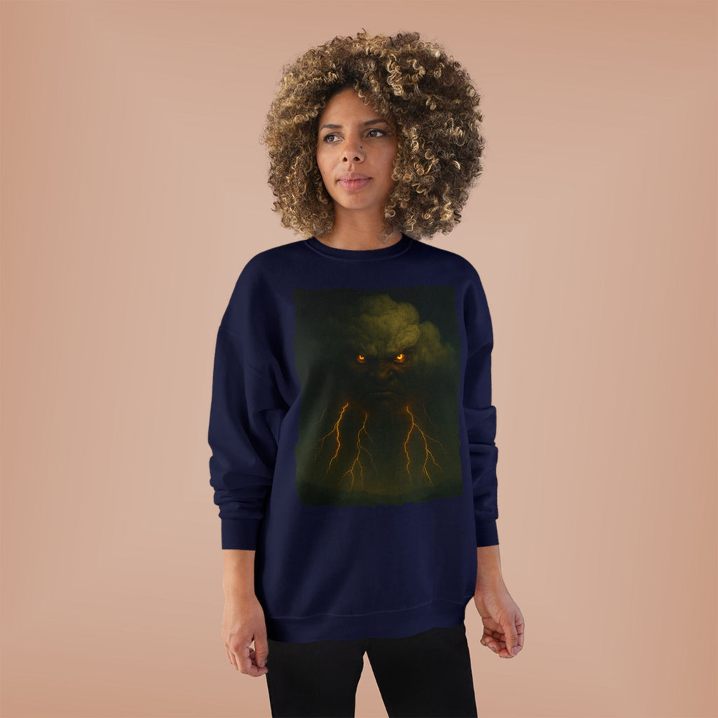 Storm Spirit Crewneck Sweatshirt — Lightning Cloud Monster Graphic