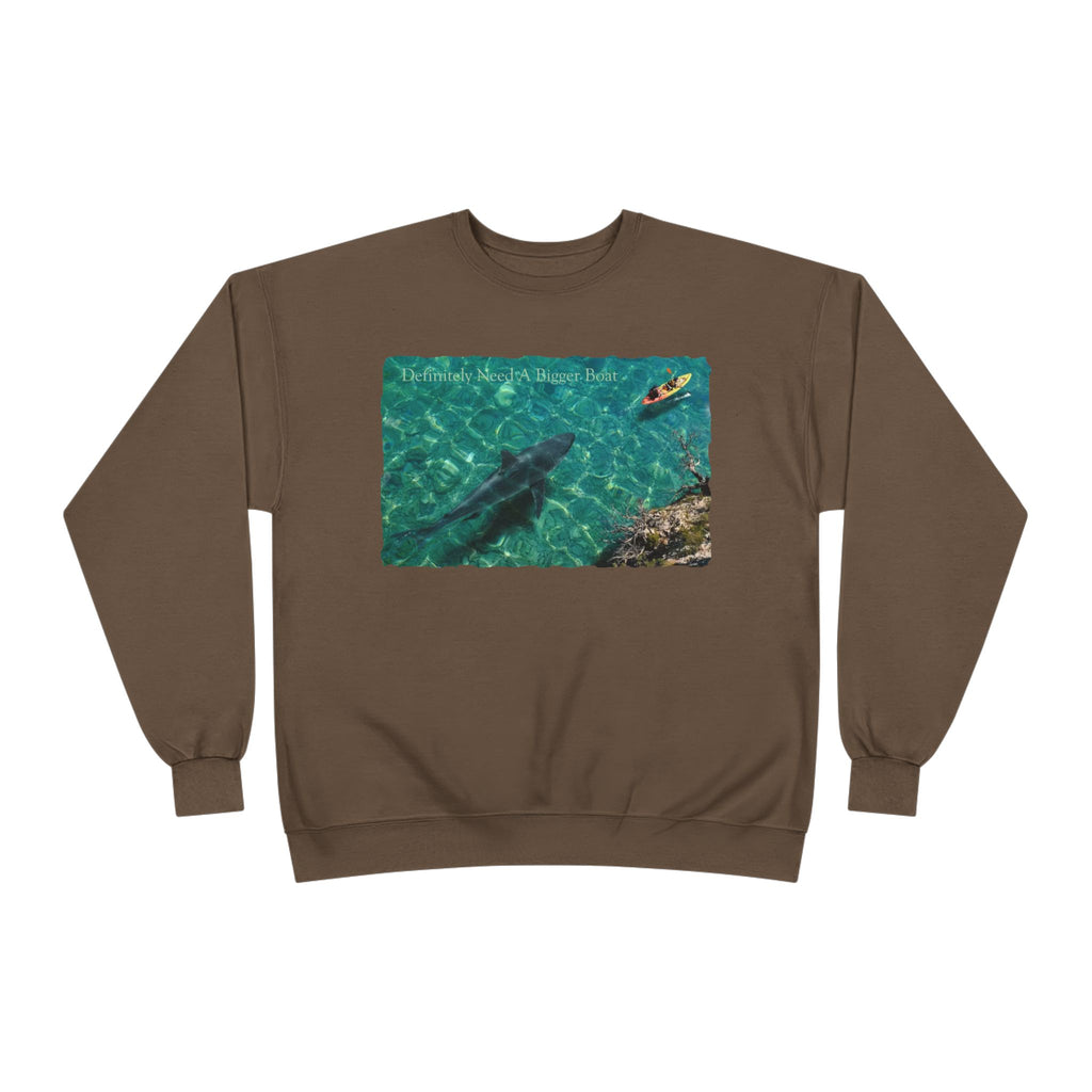 Crewneck Sweatshirt — Kayak Over Shark Photo Graphic