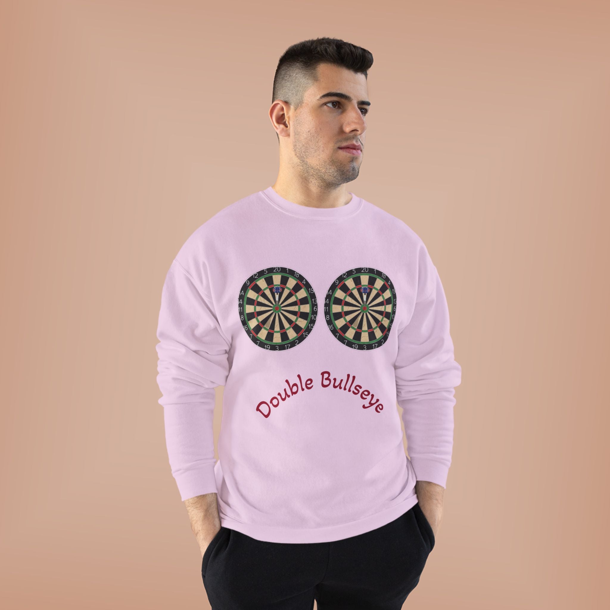 Double Bullseye Crewneck Sweatshirt — Darts Humor Graphic