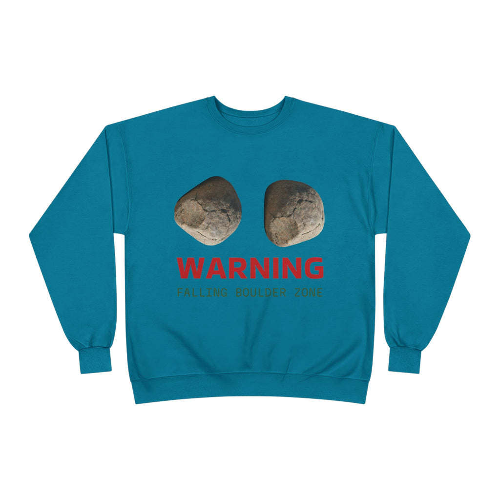 Warning Falling Boulder Zone Crewneck Sweatshirt