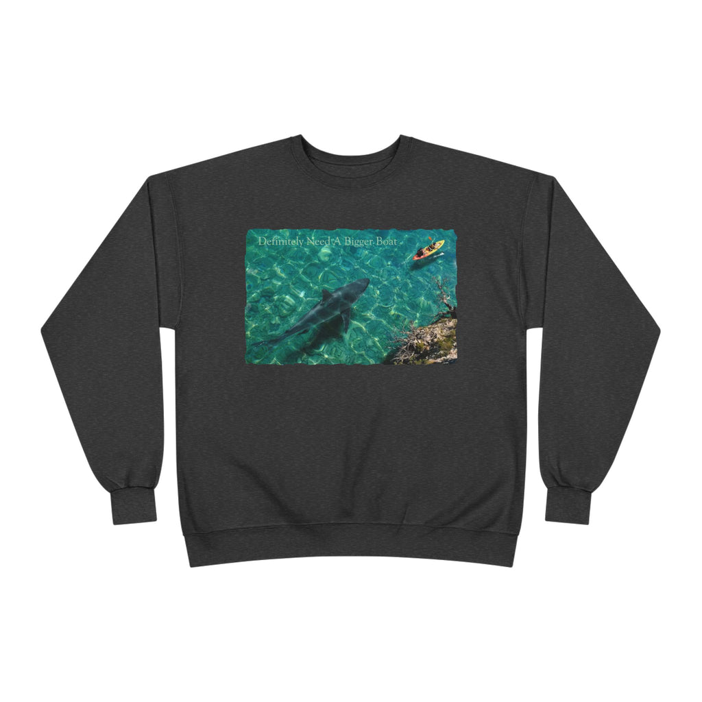 Crewneck Sweatshirt — Kayak Over Shark Photo Graphic