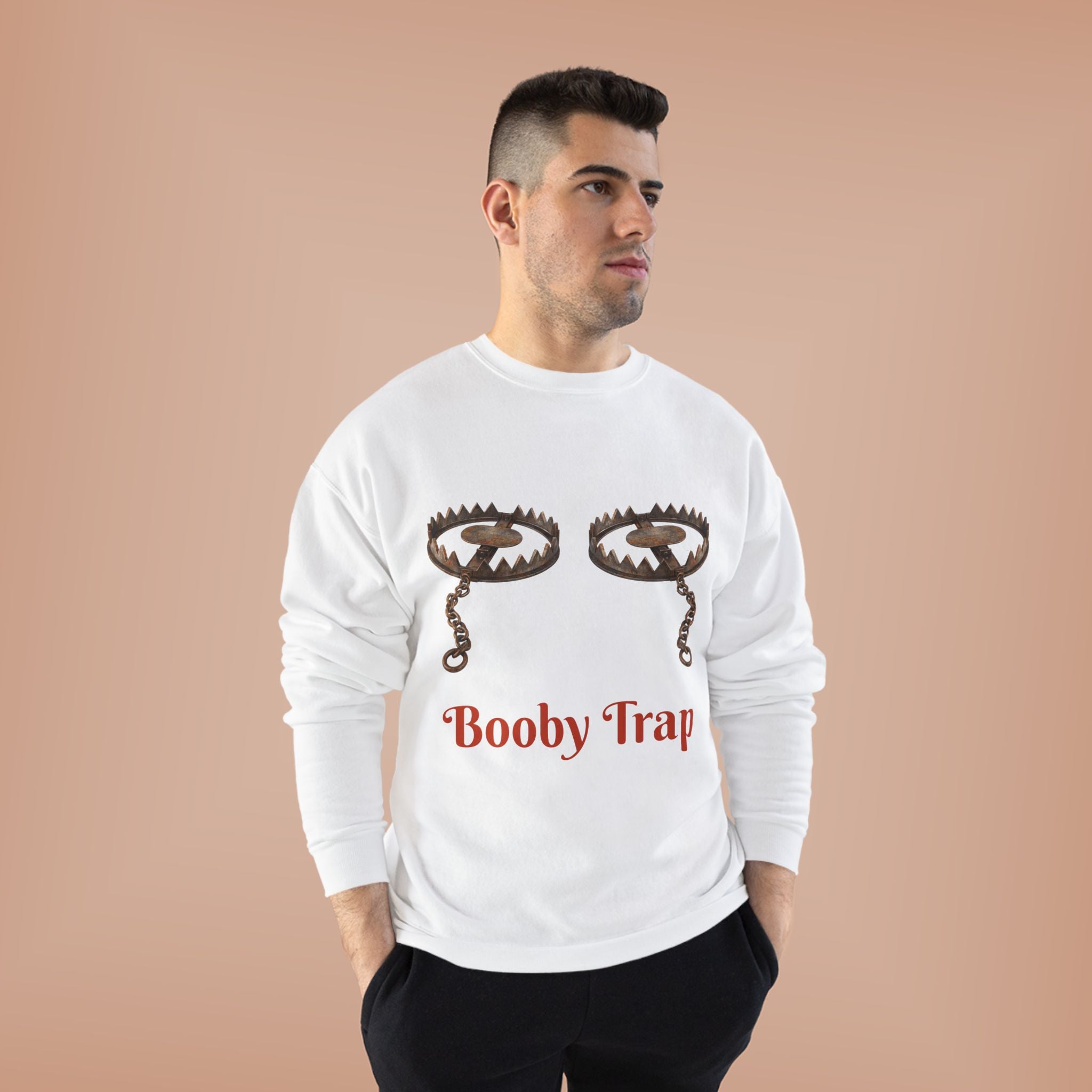 Booby Trap Sweatshirt — Funny Vintage Trap Illustration Humor Pullover