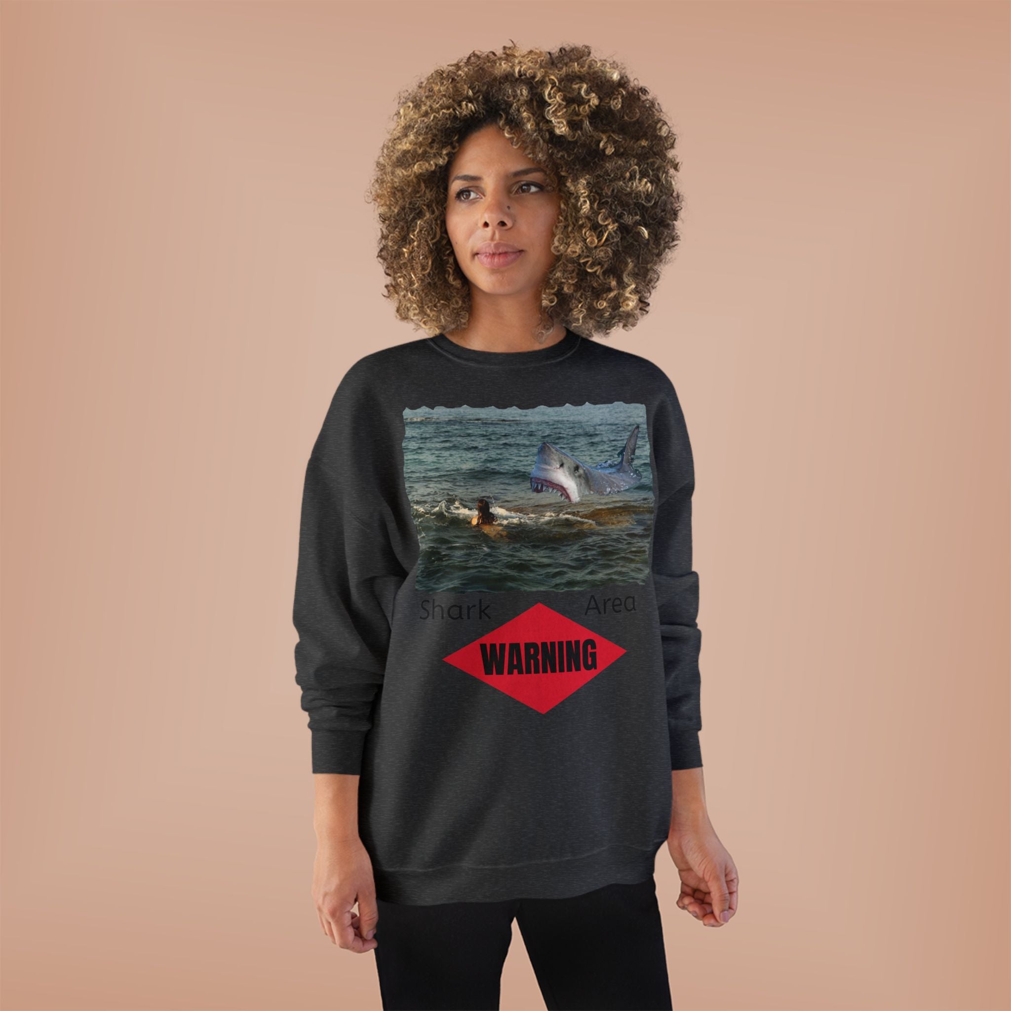 Shark Attack Warning Crewneck Sweatshirt