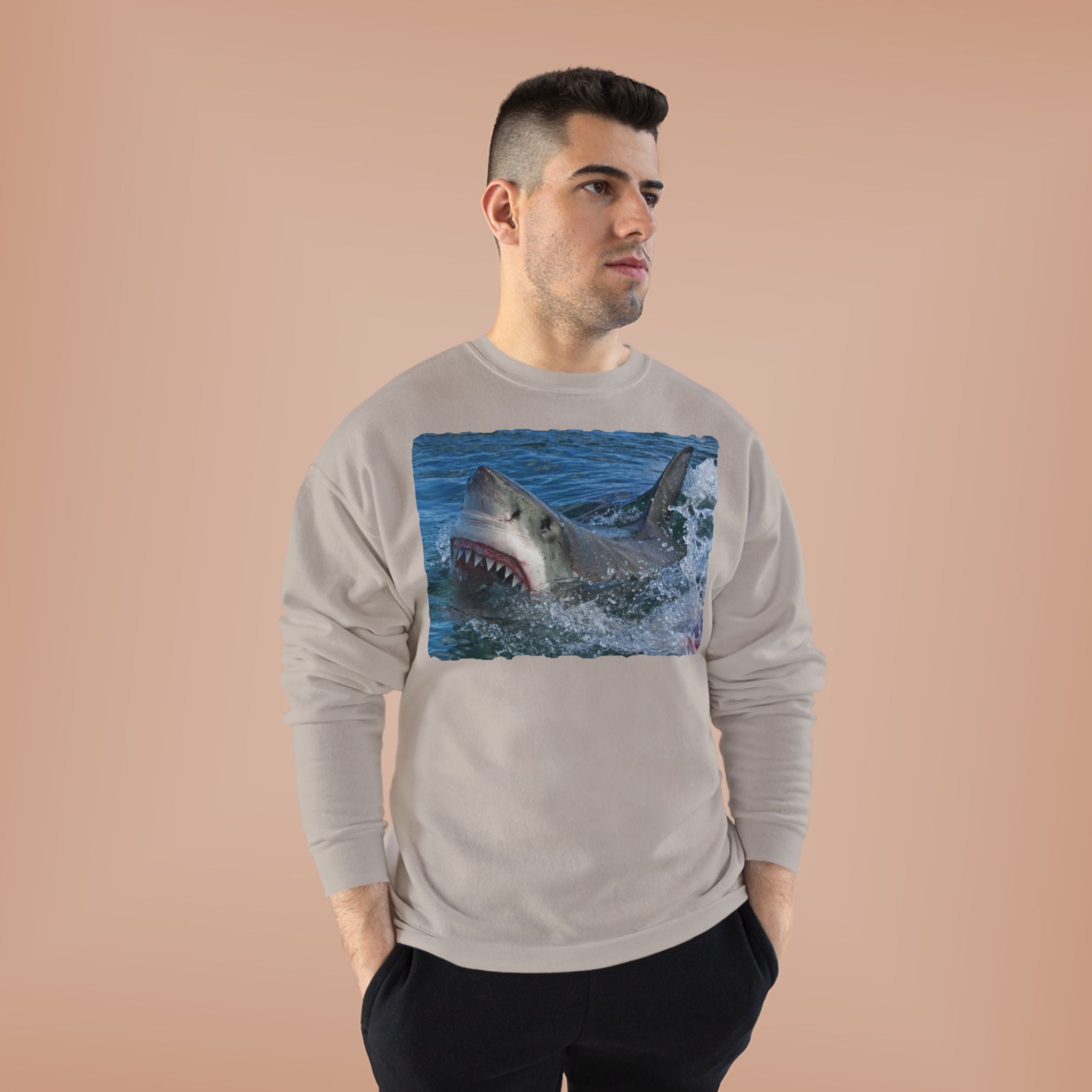Great White Shark Crewneck Sweatshirt — Ocean Predator Graphic Sweatshirt