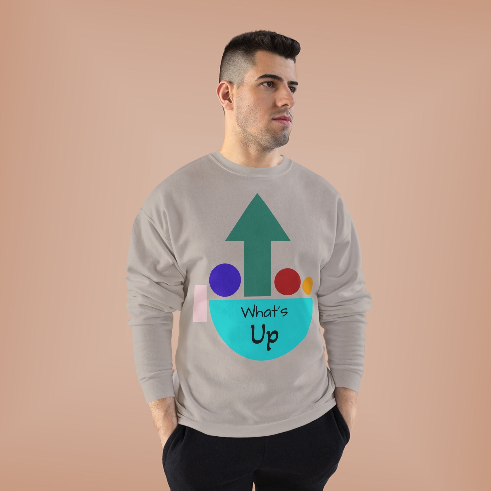 What's Up Arrow Crewneck Sweatshirt — Playful Graphic Pullover