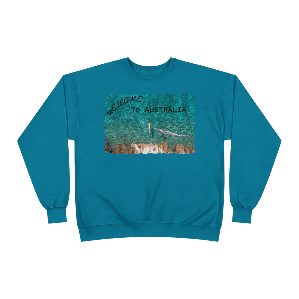 Welcome To Australia Crewneck Sweatshirt — Beach Aerial Photo Travel Sweater