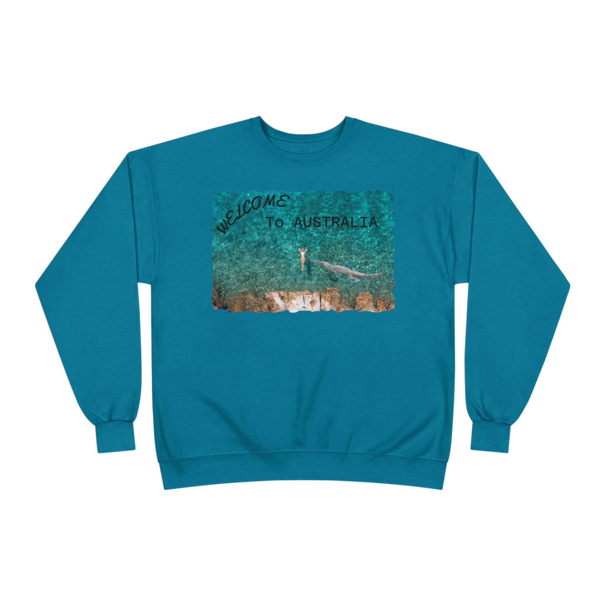 Welcome To Australia Crewneck Sweatshirt — Beach Aerial Photo Travel Sweater