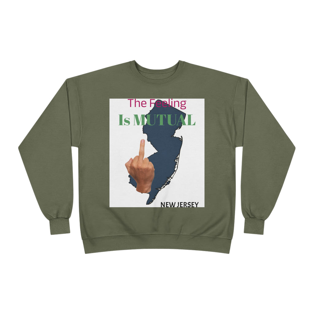 Mutual Feeling Is Mutual Crewneck Sweatshirt — New Jersey Middle Finger Graphic