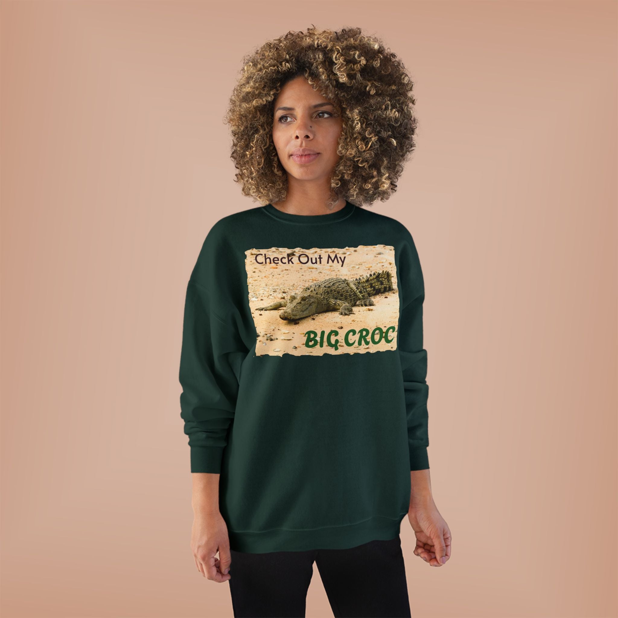 Crocodile Graphic Sweatshirt — "Check Out My Big Croc" Vintage Beach Vibe