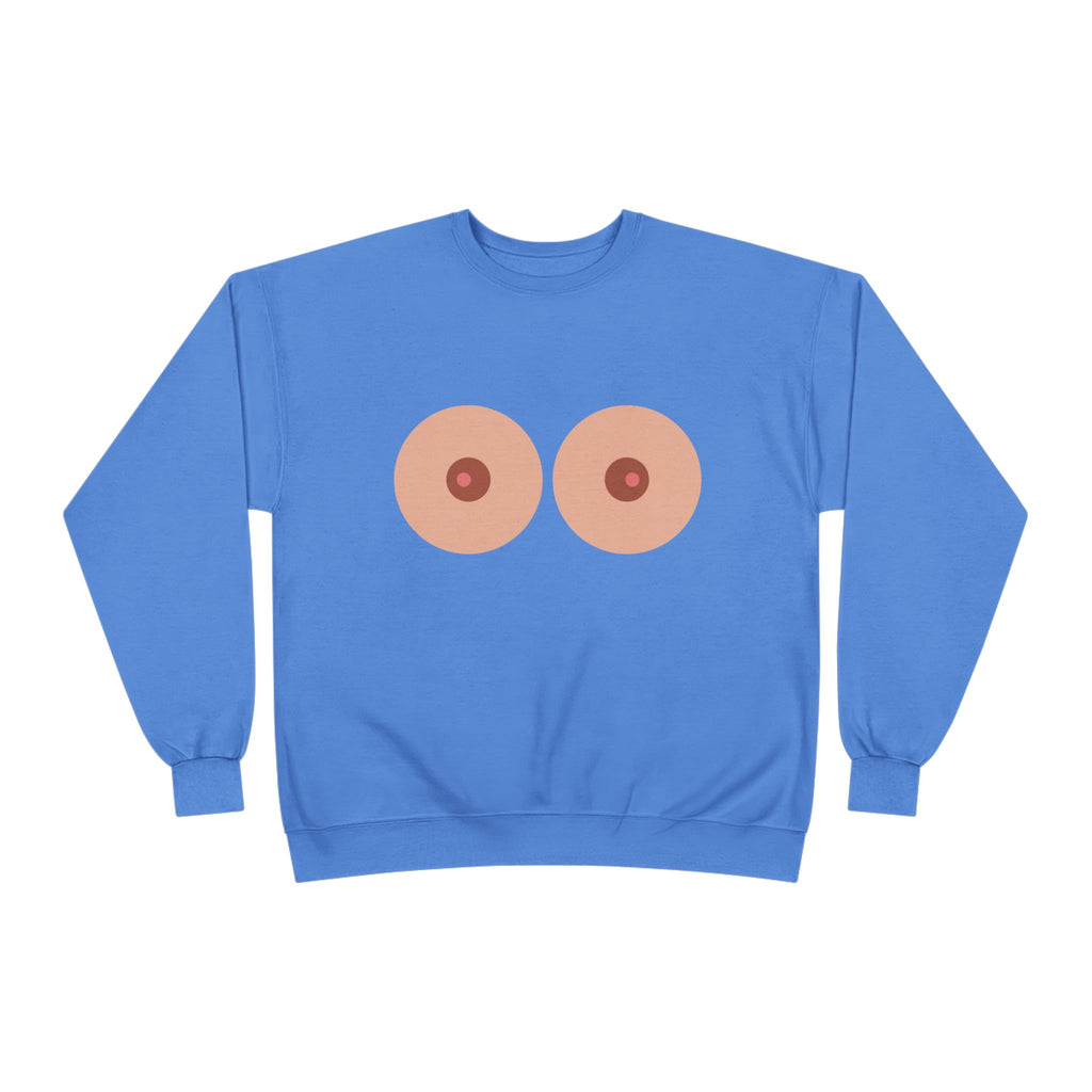 Nipple Graphic Crewneck Sweatshirt – Playful Boob Design, Breast Positivity Pullover