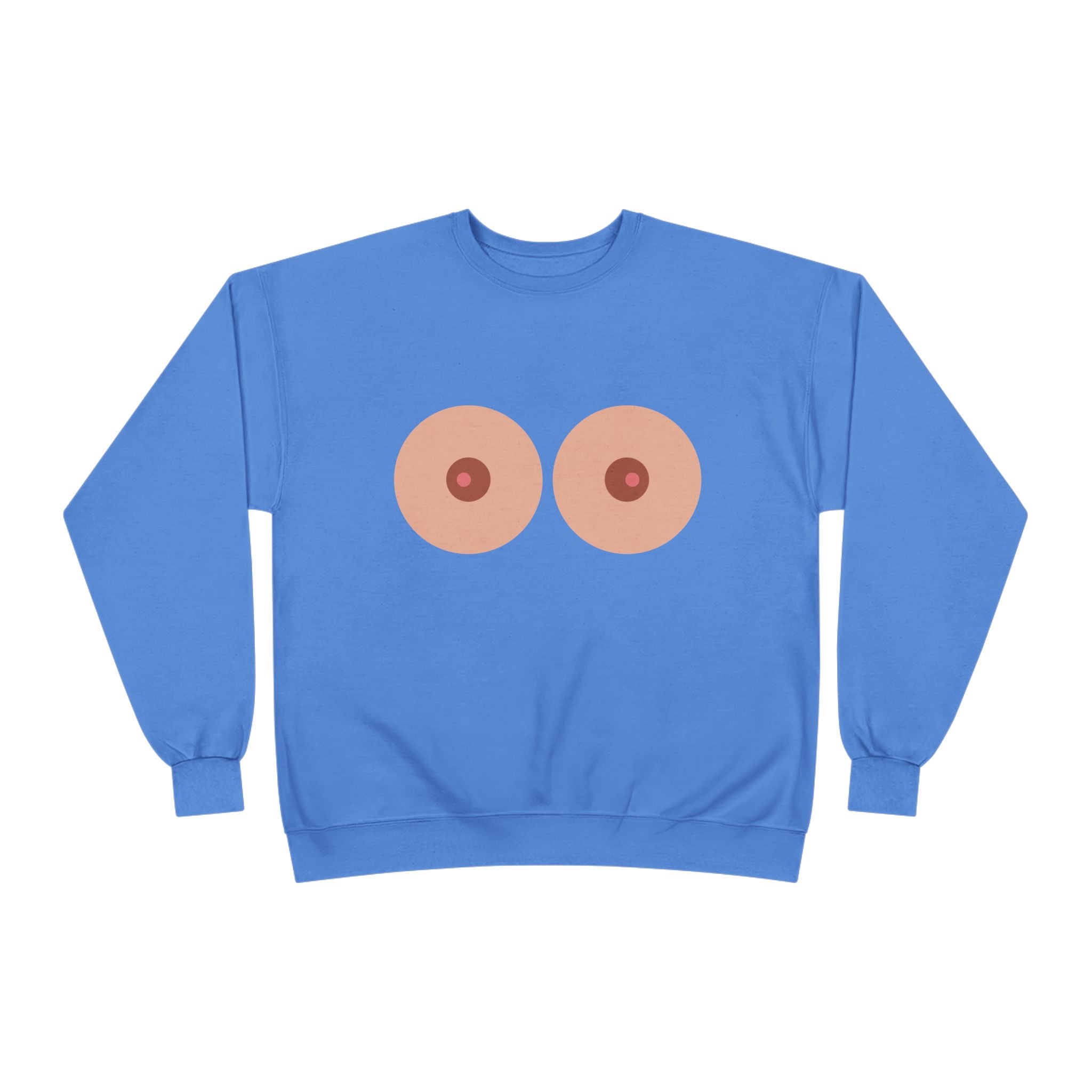 Nipple Graphic Crewneck Sweatshirt – Playful Boob Design, Breast Positivity Pullover