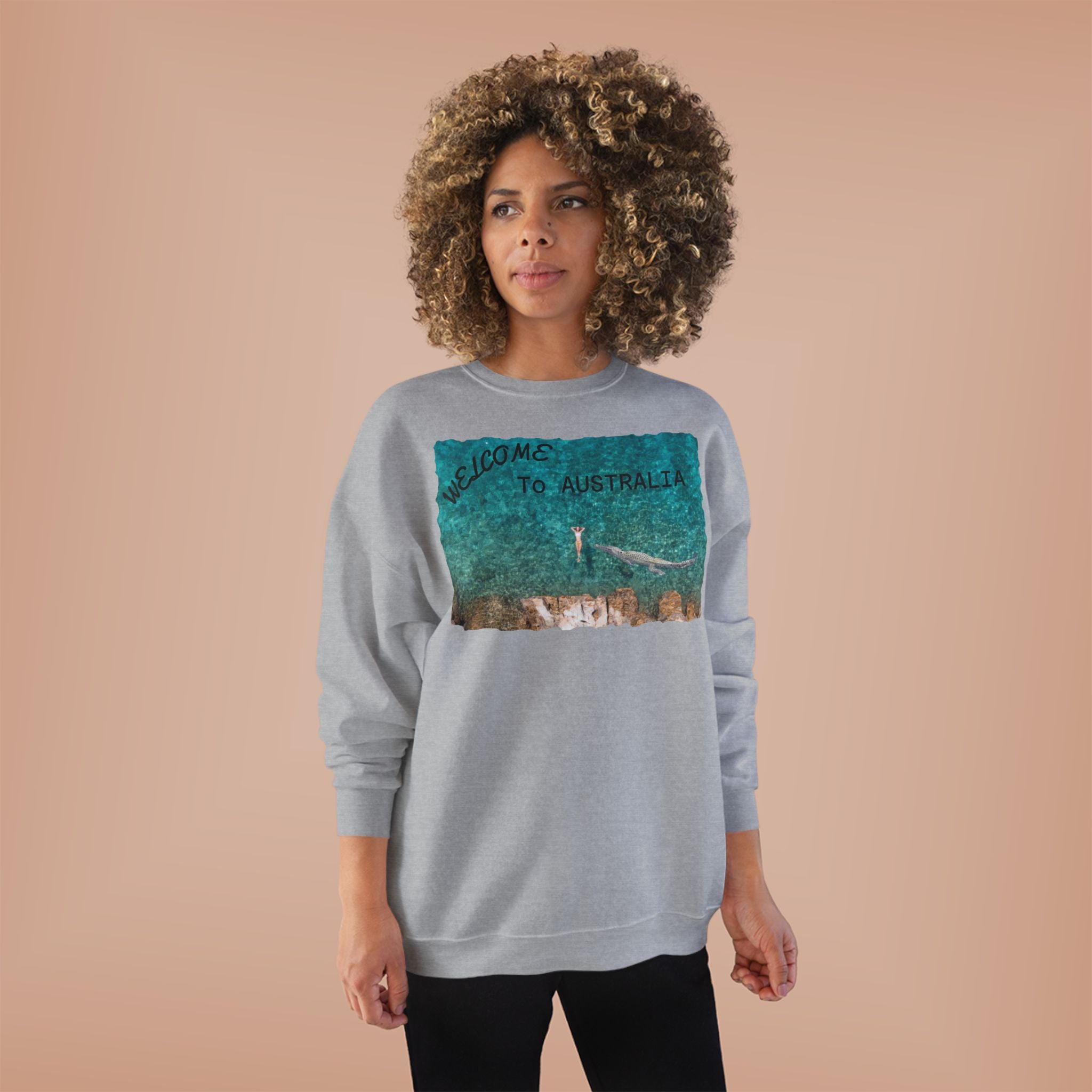 Welcome To Australia Crewneck Sweatshirt — Beach Aerial Photo Travel Sweater