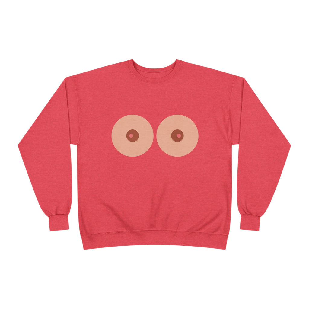 Nipple Graphic Crewneck Sweatshirt – Playful Boob Design, Breast Positivity Pullover