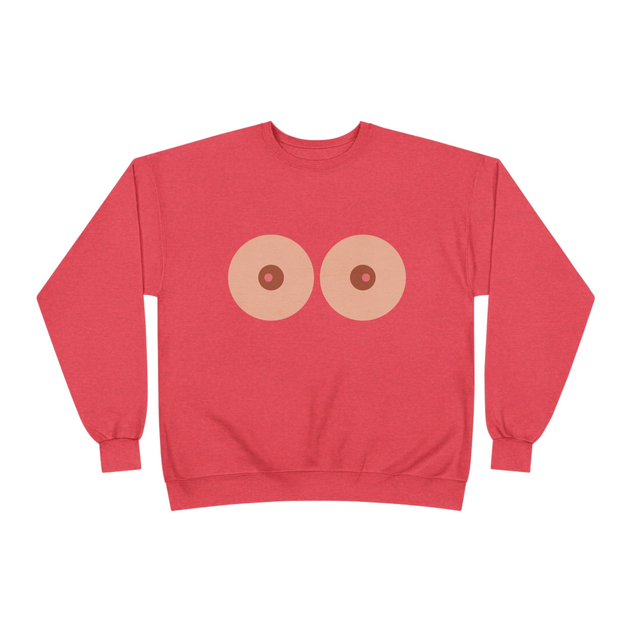 Nipple Graphic Crewneck Sweatshirt – Playful Boob Design, Breast Positivity Pullover