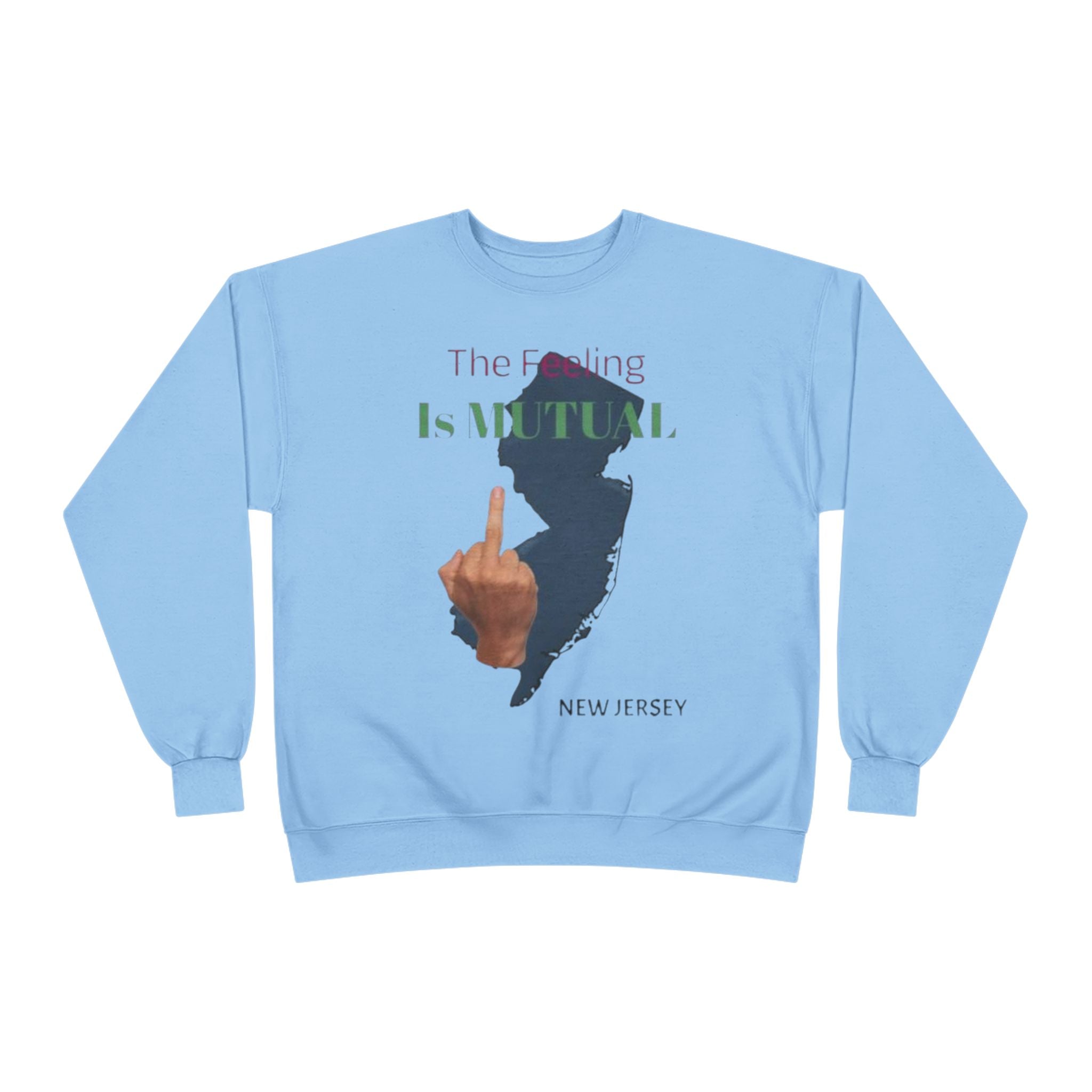 Crewneck Sweatshirt "The Driving Is Mutual — New Jersey" (Middle Finger Silhouette)