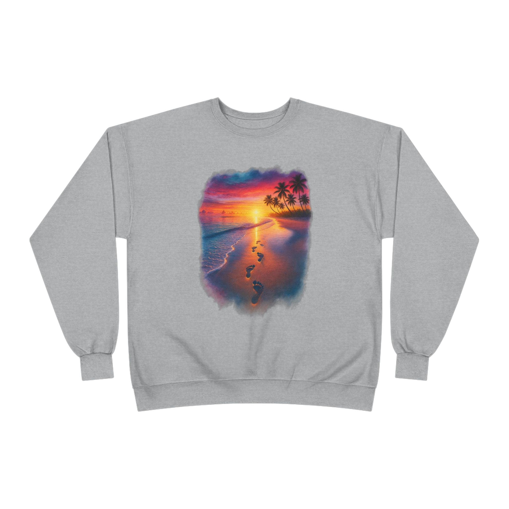 Sunset Beach Crewneck Sweatshirt — Tropical Footprints Graphic