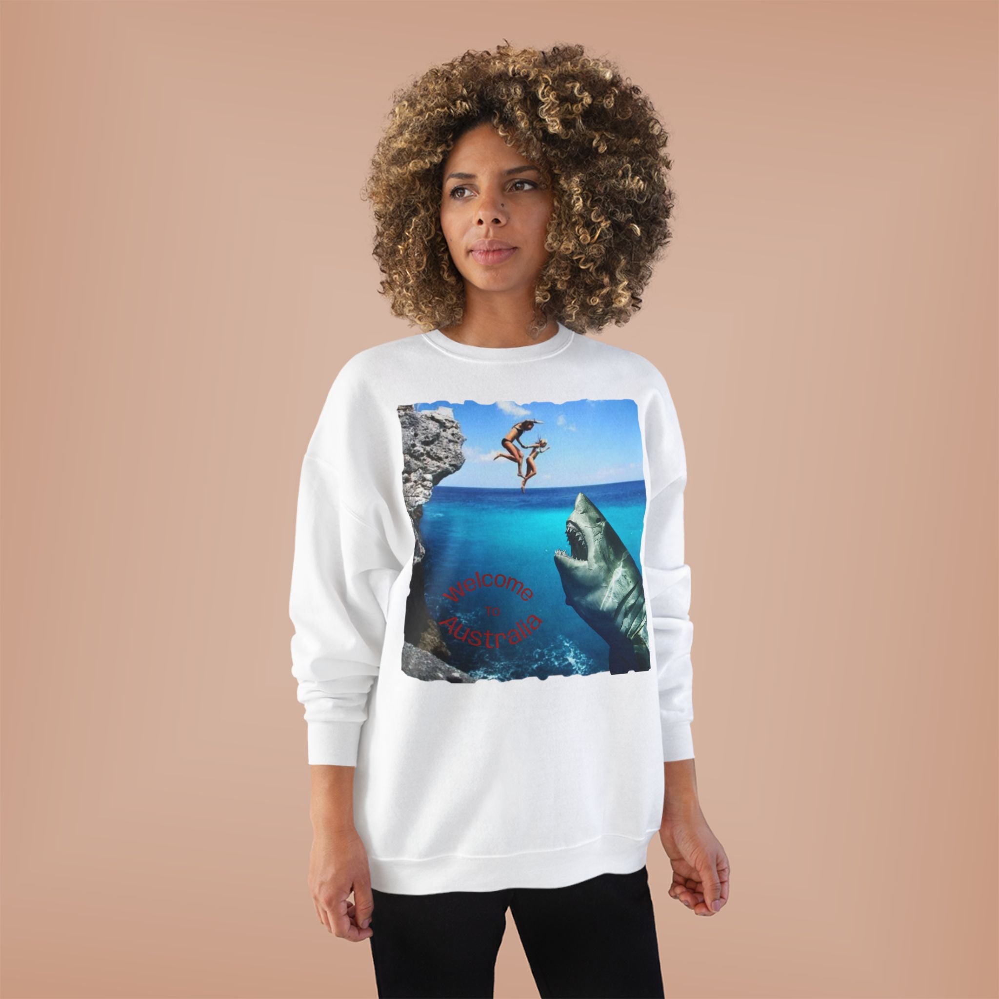 Crewneck Sweatshirt - Cliff Diver Shark Graphic