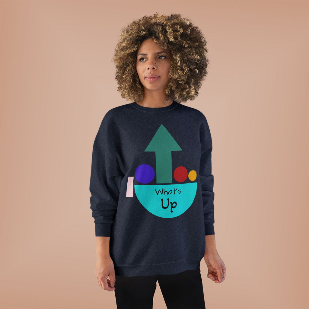 What's Up Arrow Crewneck Sweatshirt — Playful Graphic Pullover