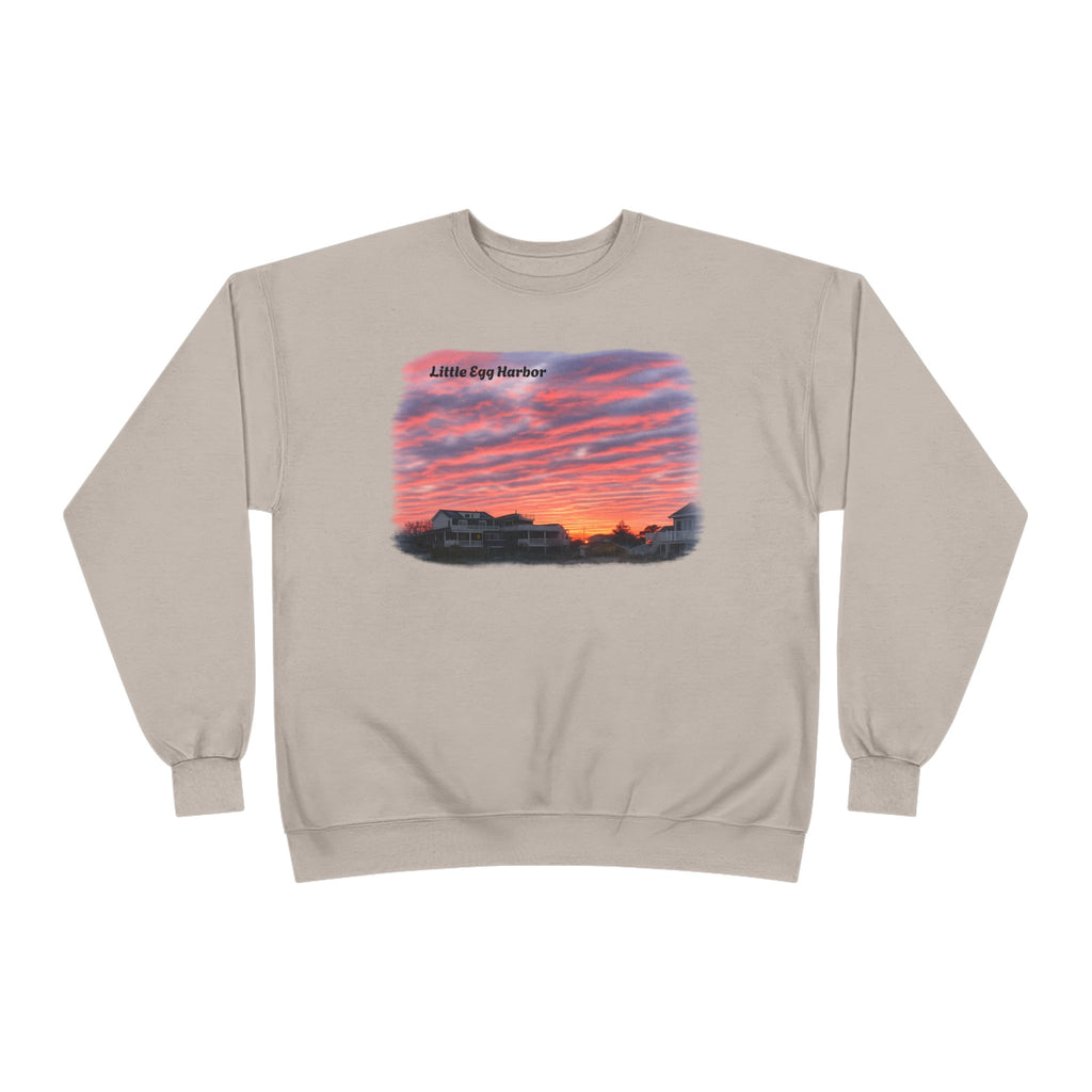 Sunset Landscape Crewneck Sweatshirt – "Little Bay Harbor" Scenic Graphic