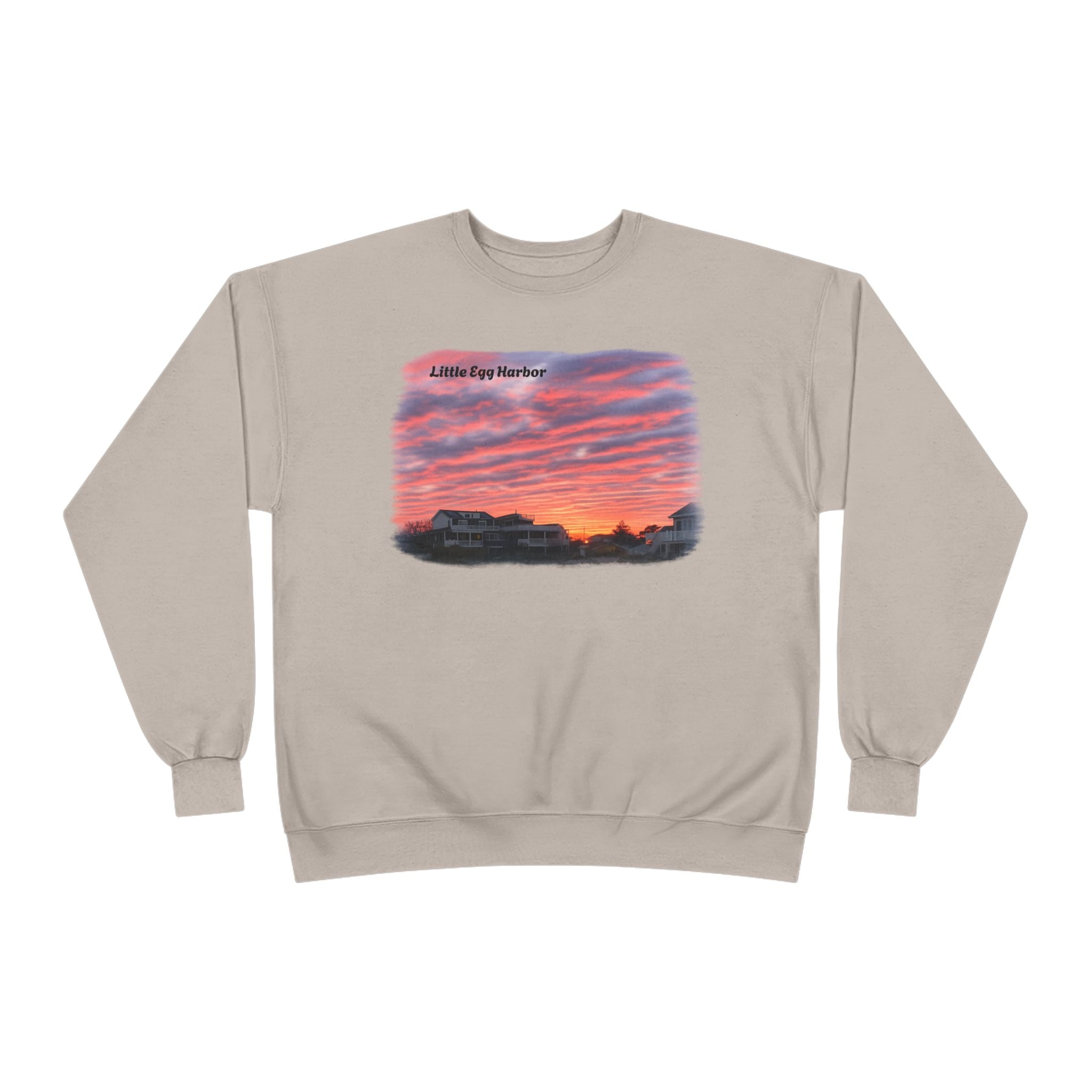 Sunset Landscape Crewneck Sweatshirt – "Little Bay Harbor" Scenic Graphic