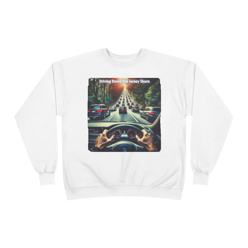 Crewneck Sweatshirt — "Driving Down The Jersey Shore" Scenic Road Trip Design