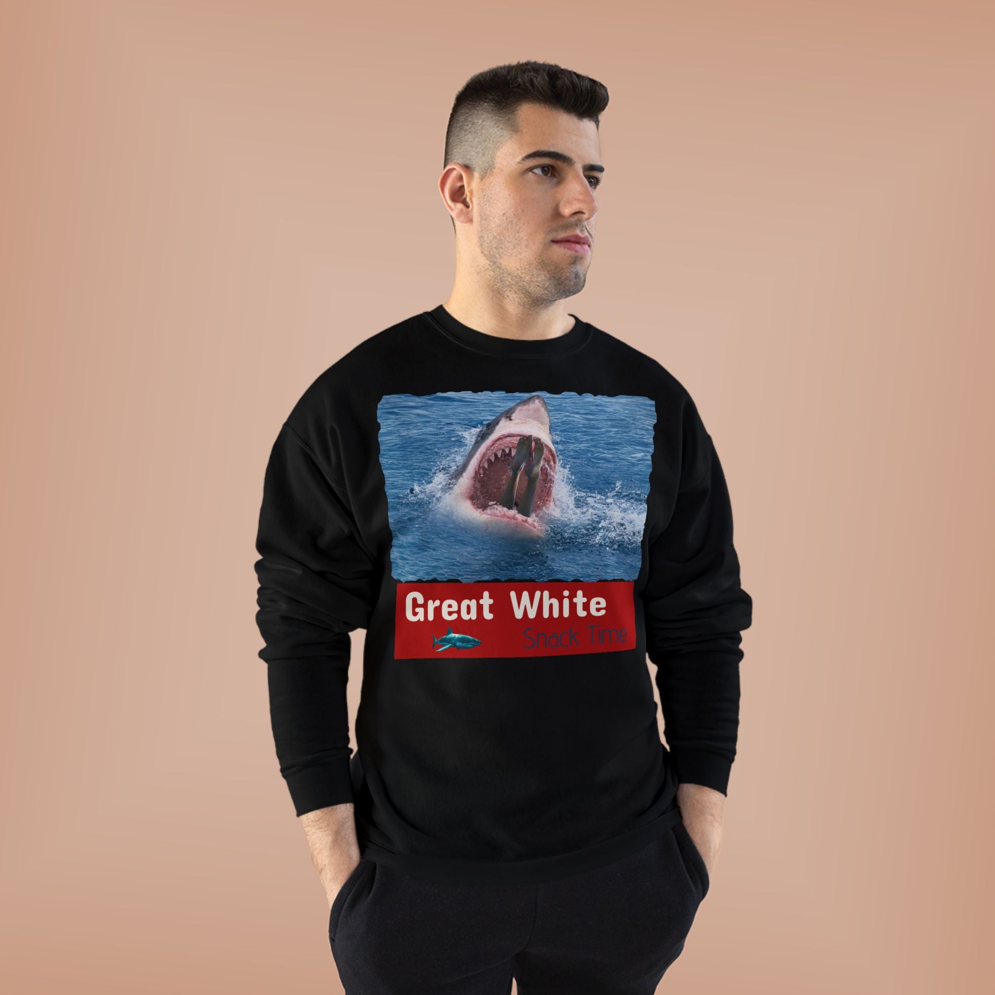 Great White Shark Crewneck Sweatshirt — Ocean Graphic Pullover