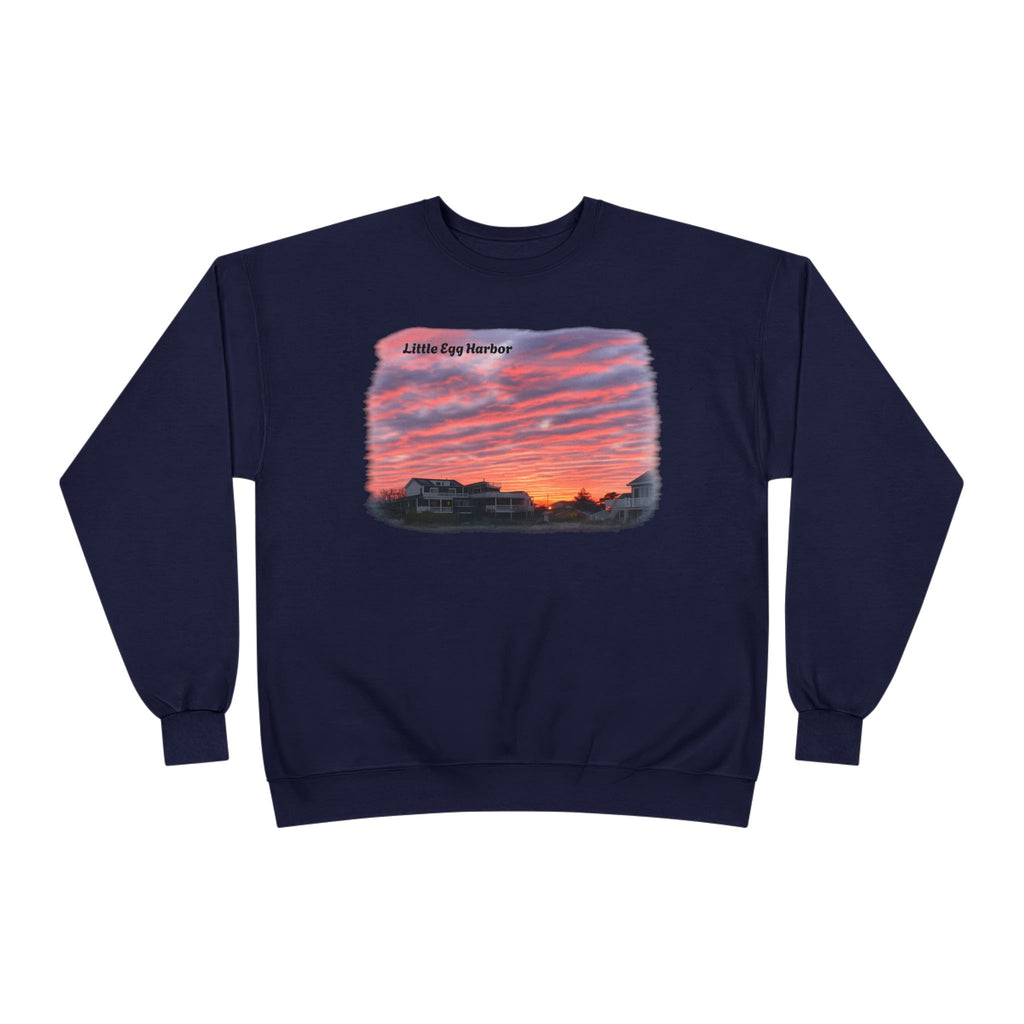 Sunset Landscape Crewneck Sweatshirt – "Little Bay Harbor" Scenic Graphic