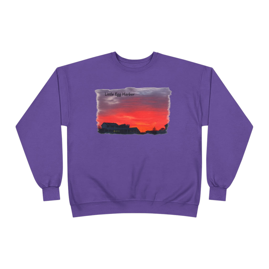 Sunset Horizon Crewneck Sweatshirt — 'Little Egg Harbor' Scenic Graphic