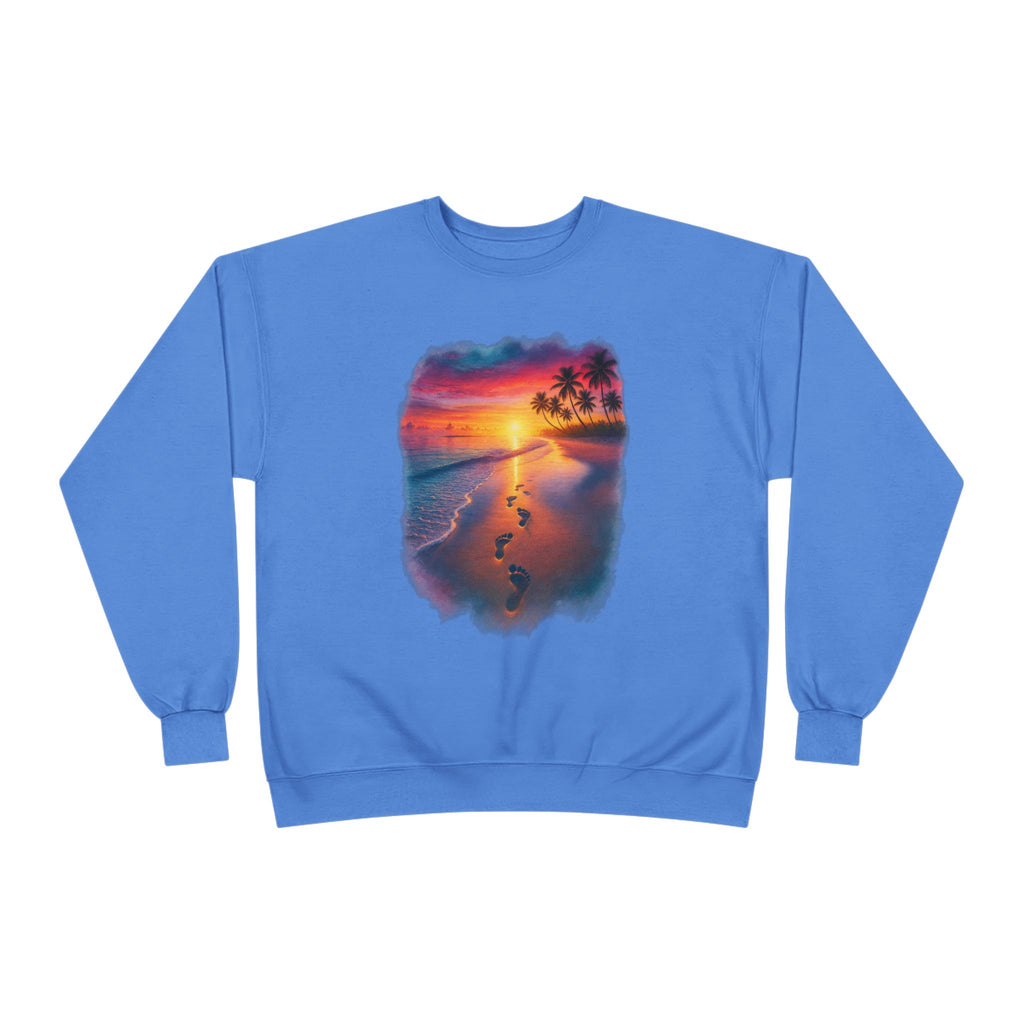 Sunset Beach Crewneck Sweatshirt — Tropical Footprints Graphic