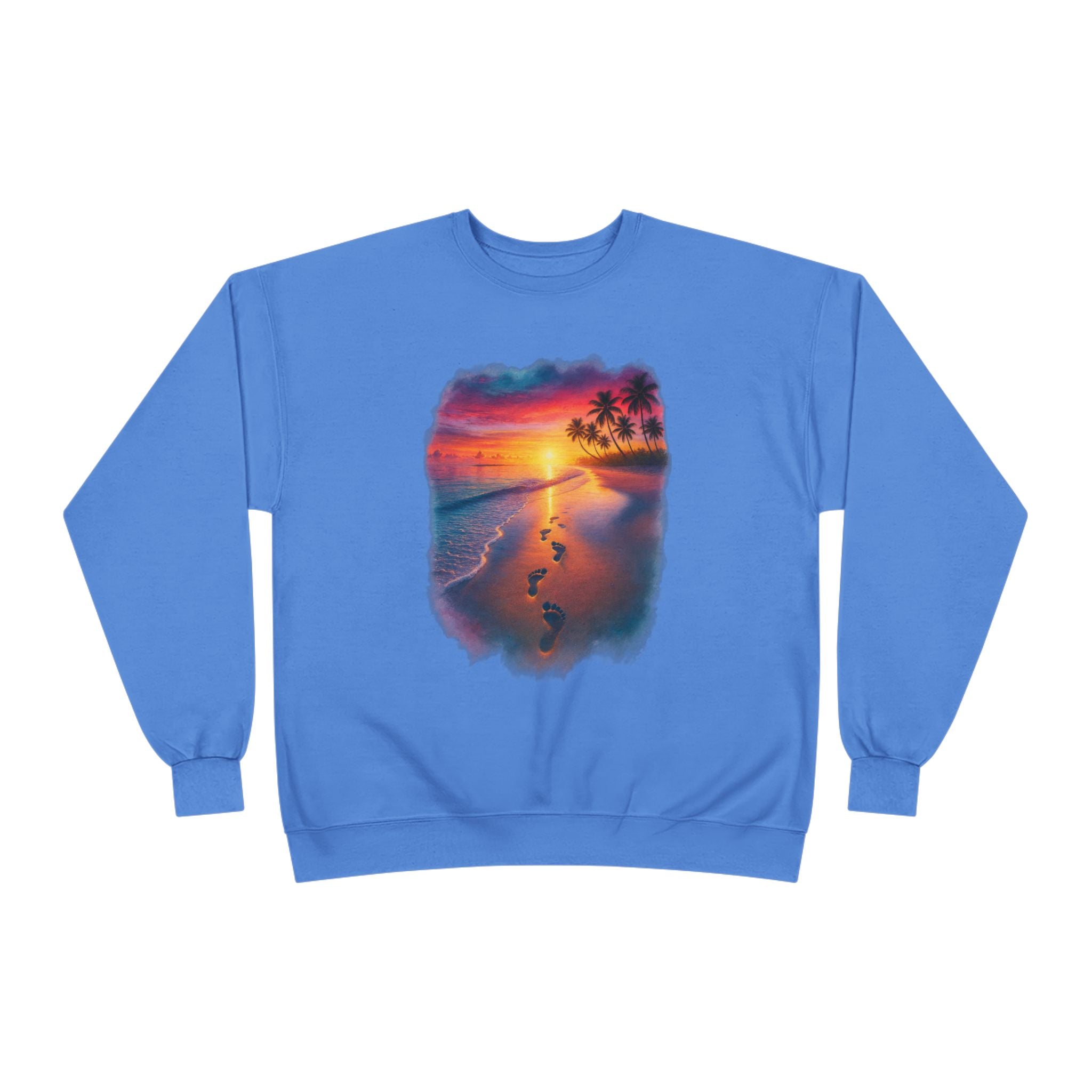Sunset Beach Crewneck Sweatshirt — Tropical Footprints Graphic