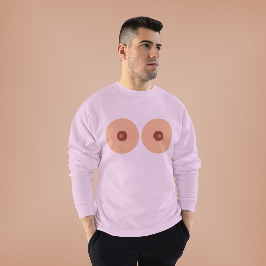 Nipple Graphic Crewneck Sweatshirt – Playful Boob Design, Breast Positivity Pullover