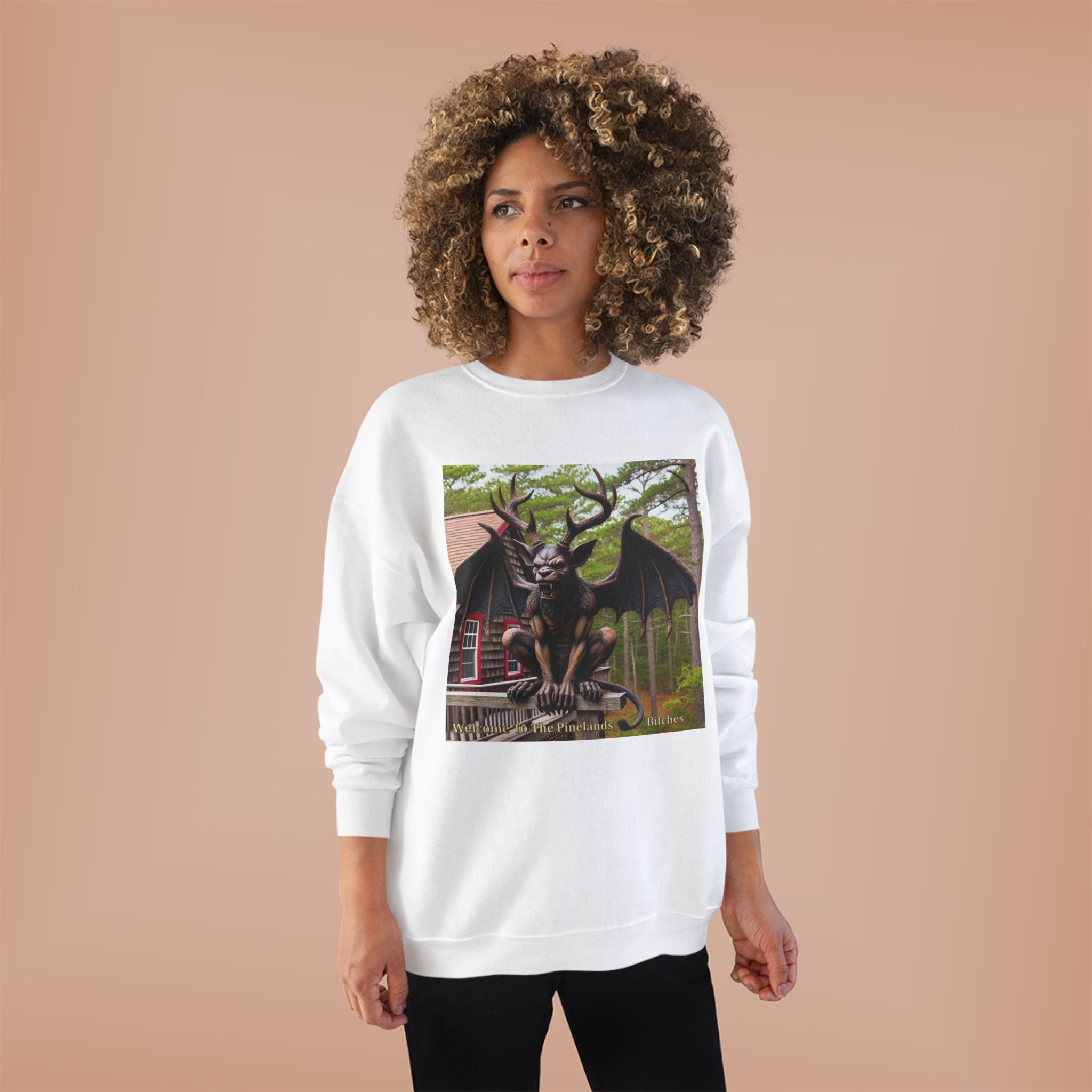 Gargoyle Garden Crewneck Sweatshirt — Gothic Statue Forest Design