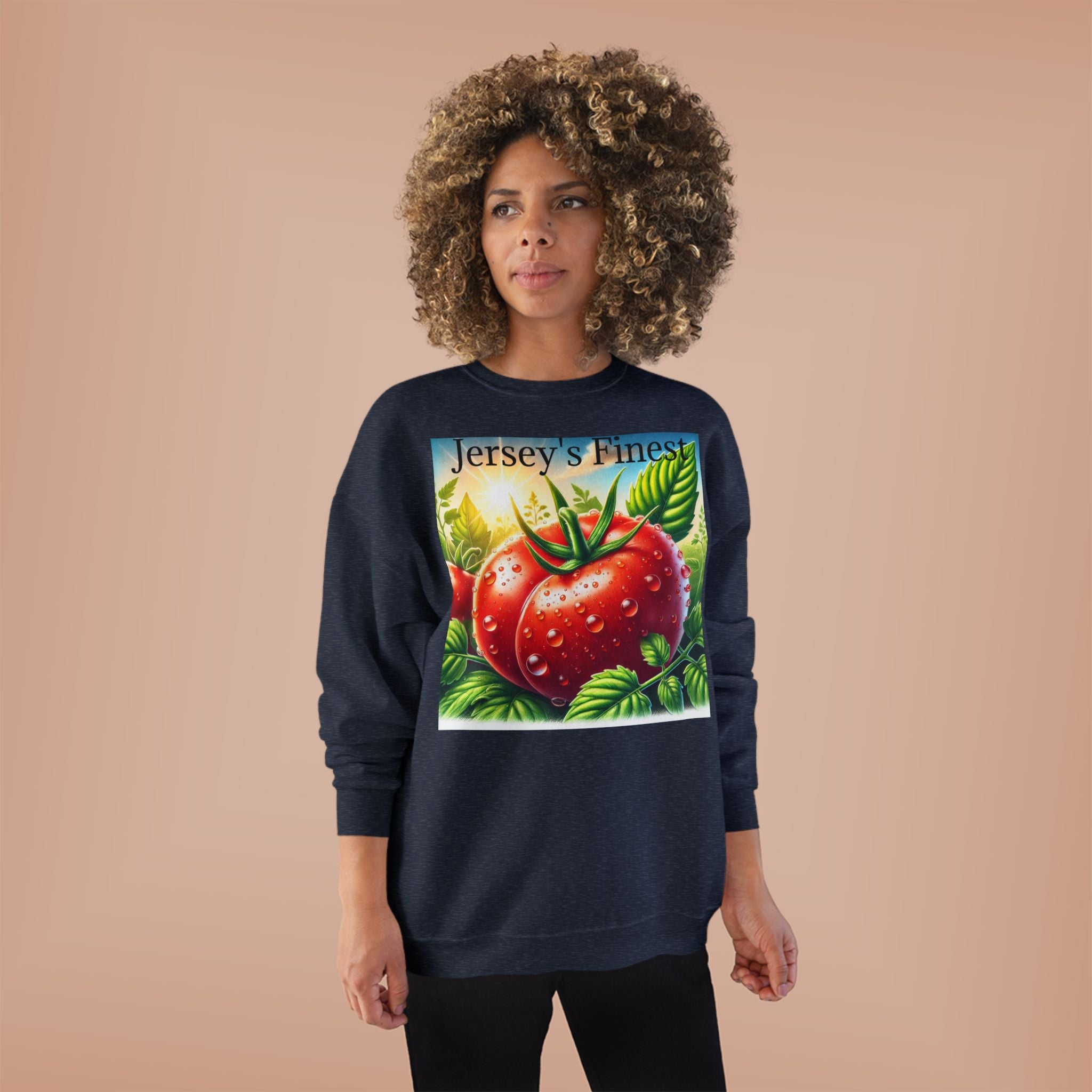 Tomato Crewneck Sweatshirt — "Jersey's Finest" Garden Produce Graphic