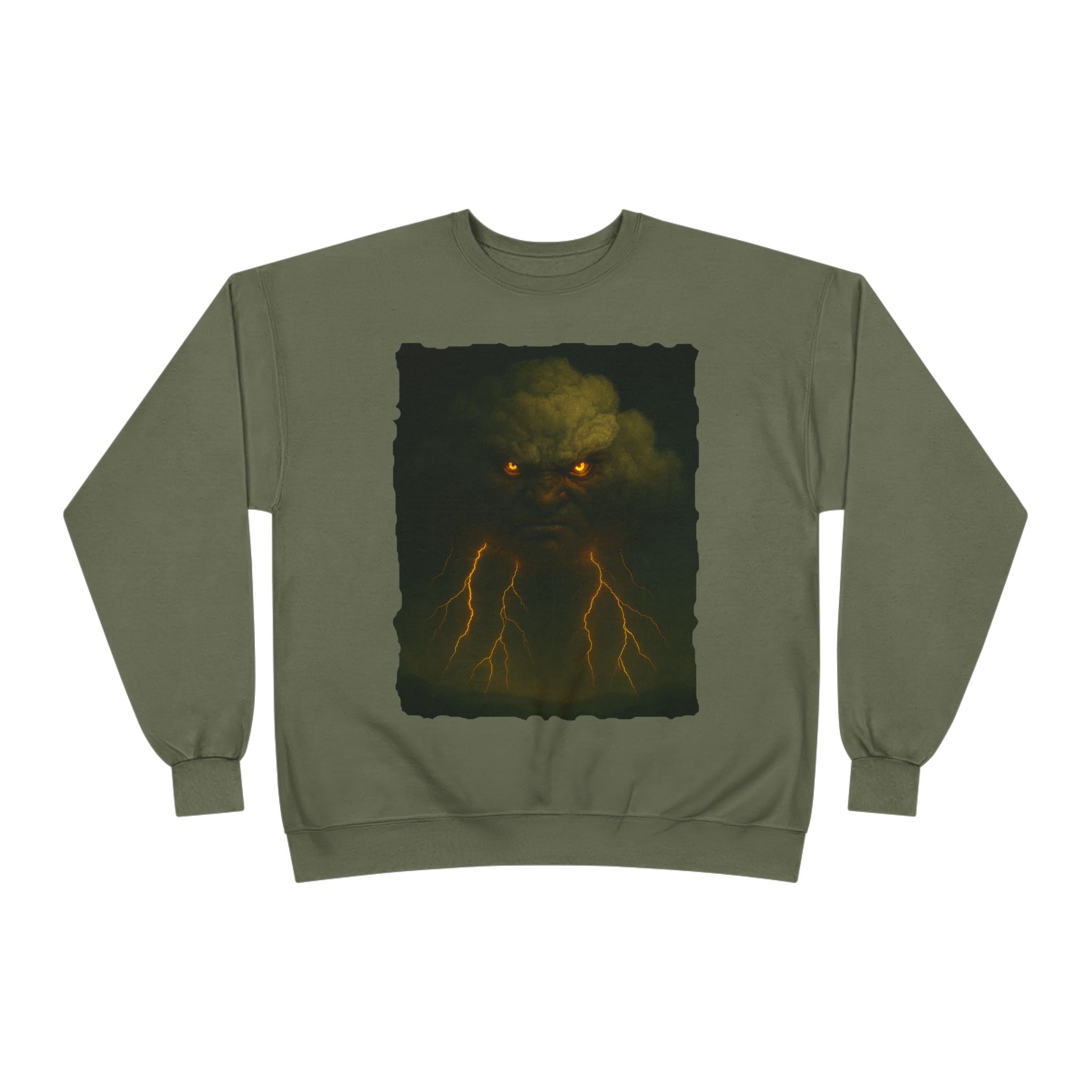 Storm Spirit Crewneck Sweatshirt — Lightning Cloud Monster Graphic