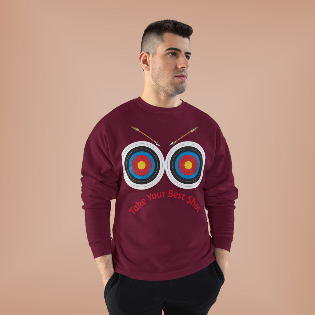 Take Your Best Shot Crewneck Sweatshirt — Archery Target Graphic