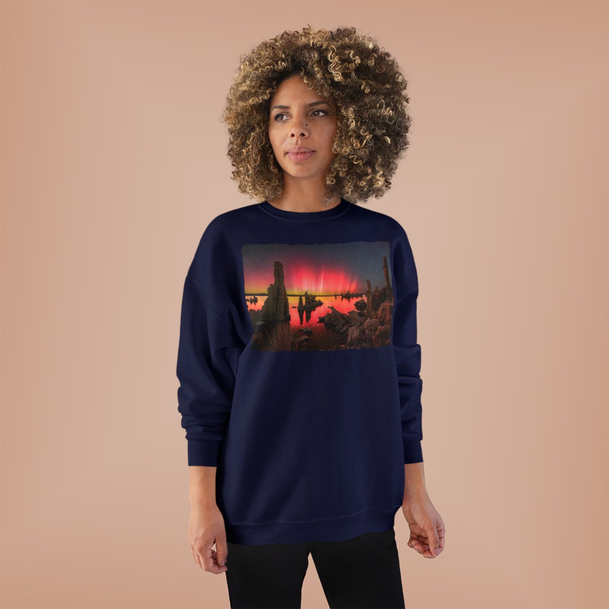 Crewneck Sweatshirt — Neon Desert Nightscape Graphic