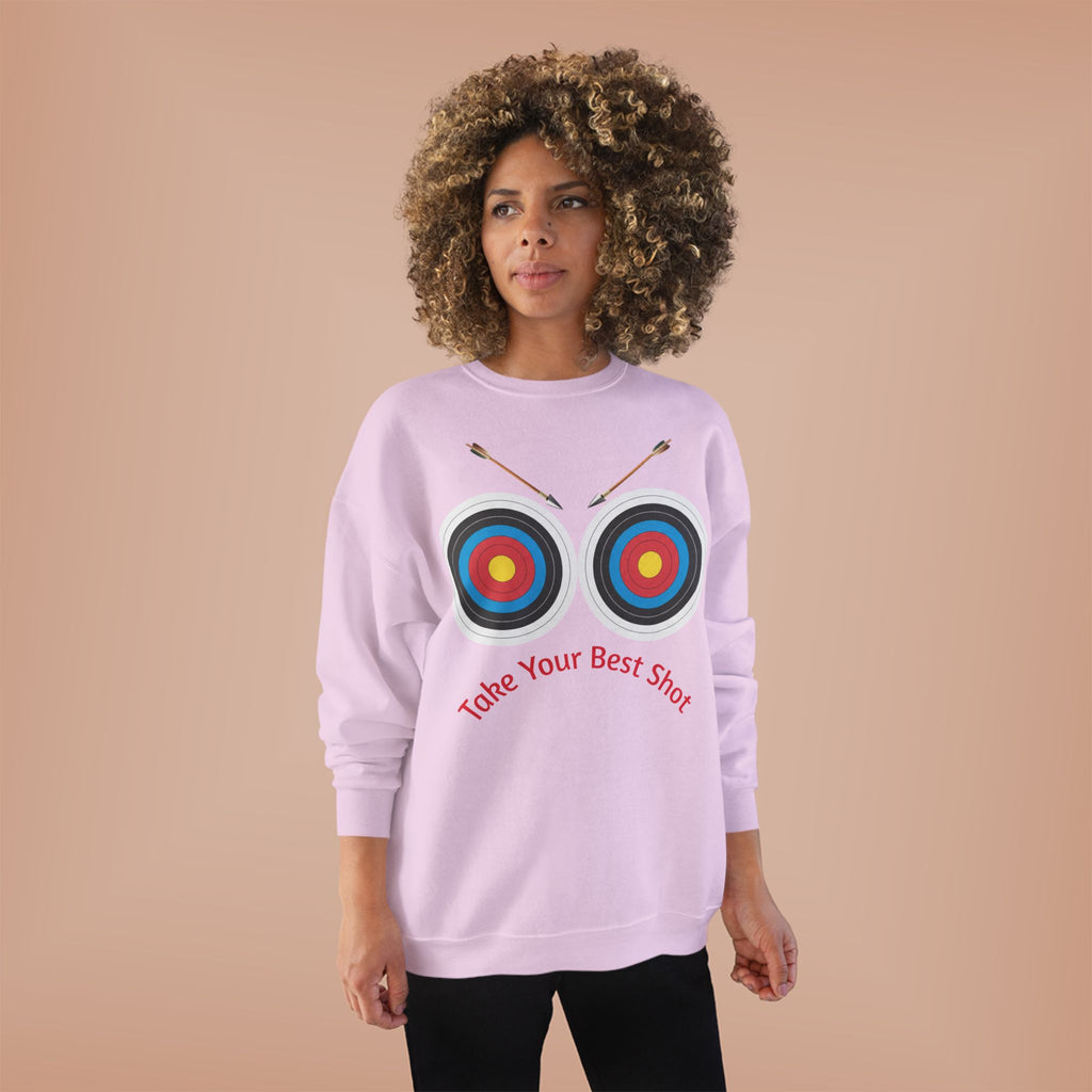 Take Your Best Shot Crewneck Sweatshirt — Archery Target Graphic