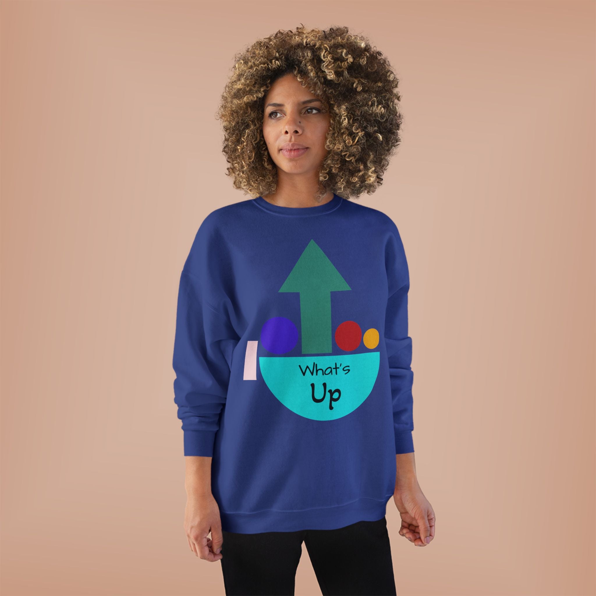 What's Up Arrow Crewneck Sweatshirt — Playful Graphic Pullover