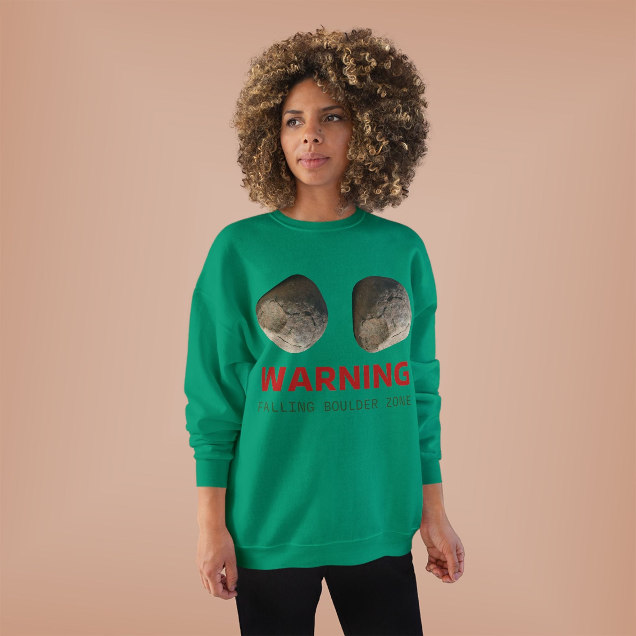 Warning Falling Boulder Zone Crewneck Sweatshirt