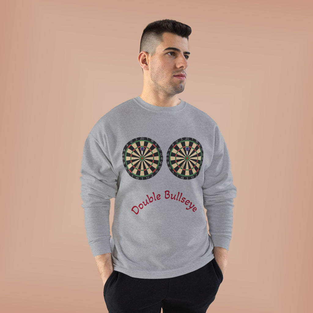Double Bullseye Crewneck Sweatshirt — Darts Humor Graphic