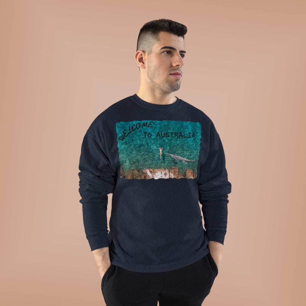 Welcome To Australia Crewneck Sweatshirt — Beach Aerial Photo Travel Sweater