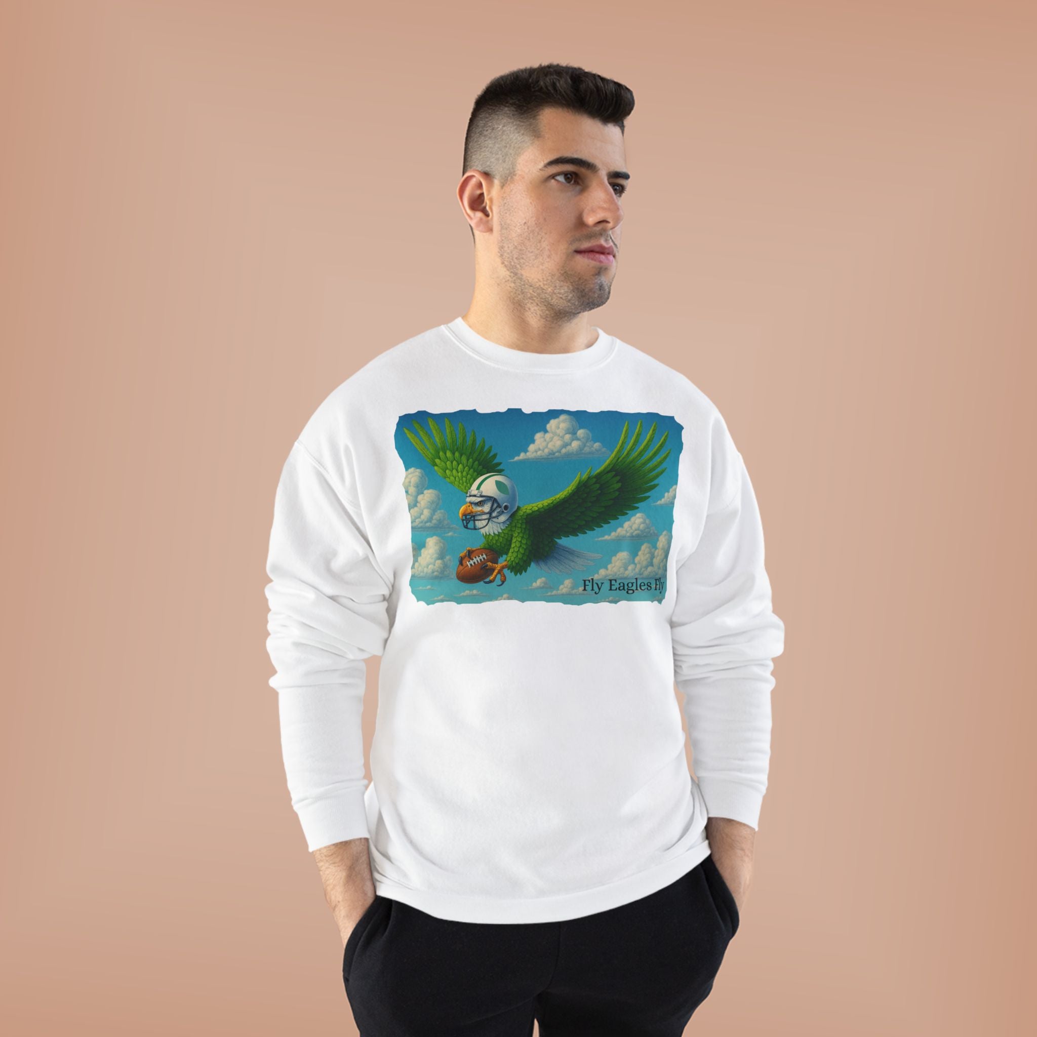 Eagles Fly Crewneck Sweatshirt — Vintage Football Bird Graphic