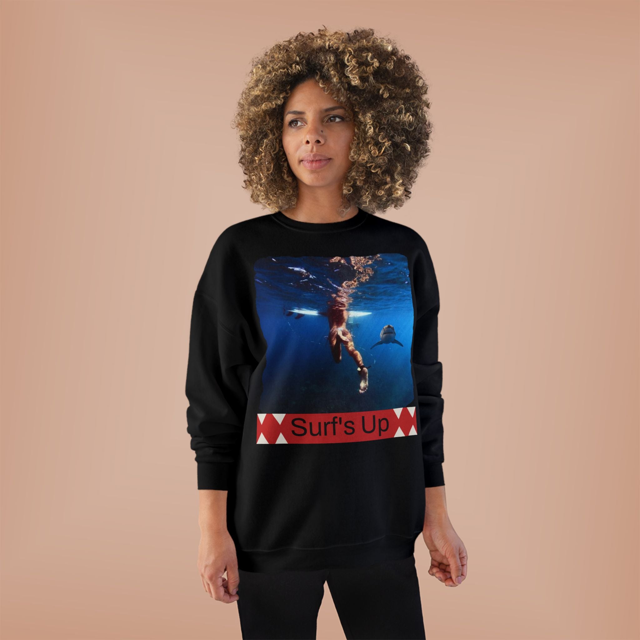 Crewneck Sweatshirt — 'Surf's Up' Underwater Surfer Graphic