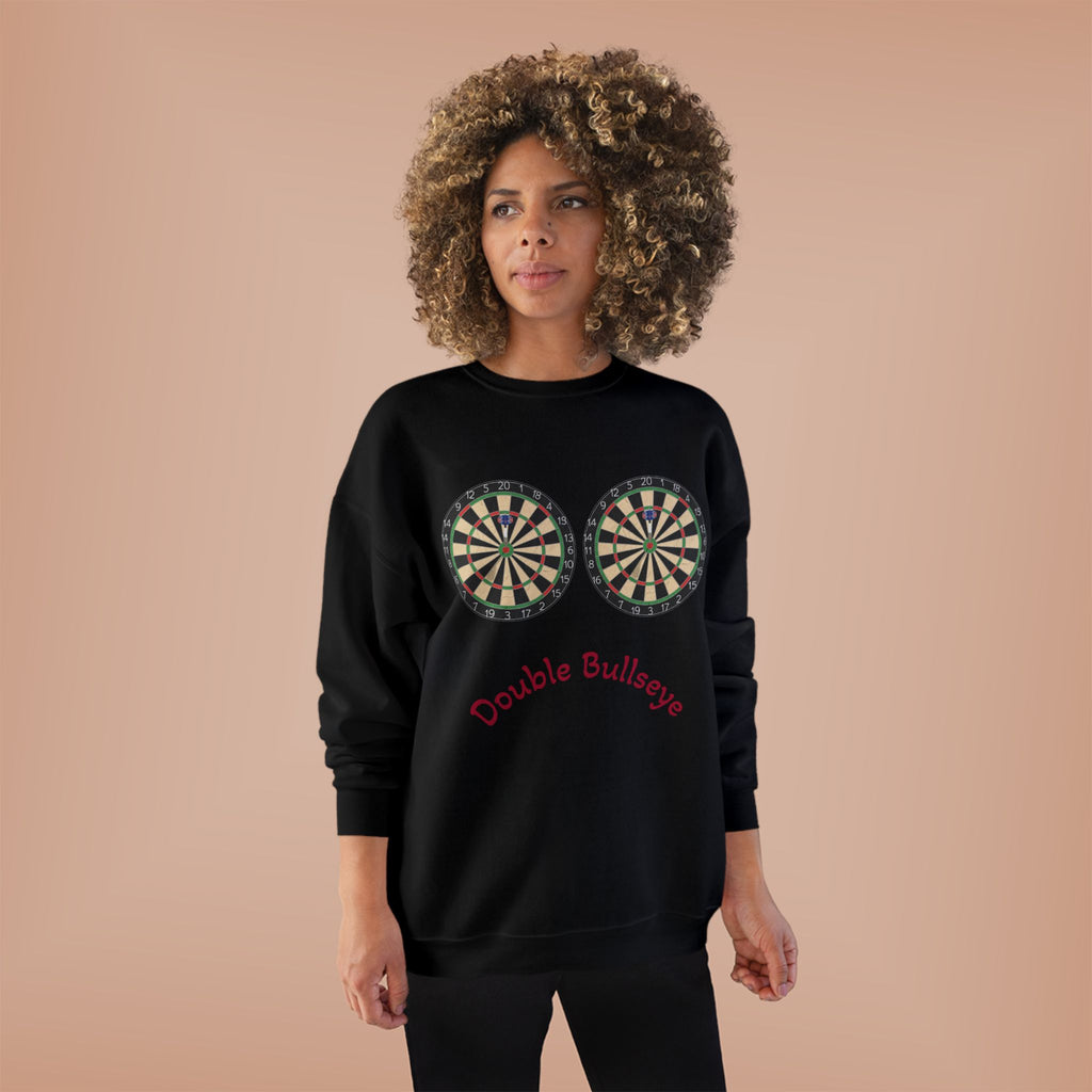 Double Bullseye Crewneck Sweatshirt — Darts Humor Graphic