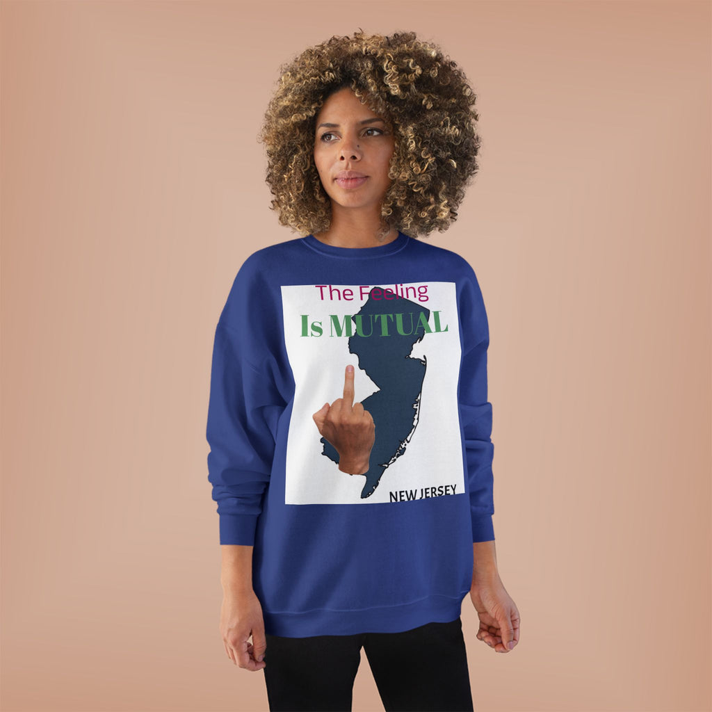 Mutual Feeling Is Mutual Crewneck Sweatshirt — New Jersey Middle Finger Graphic