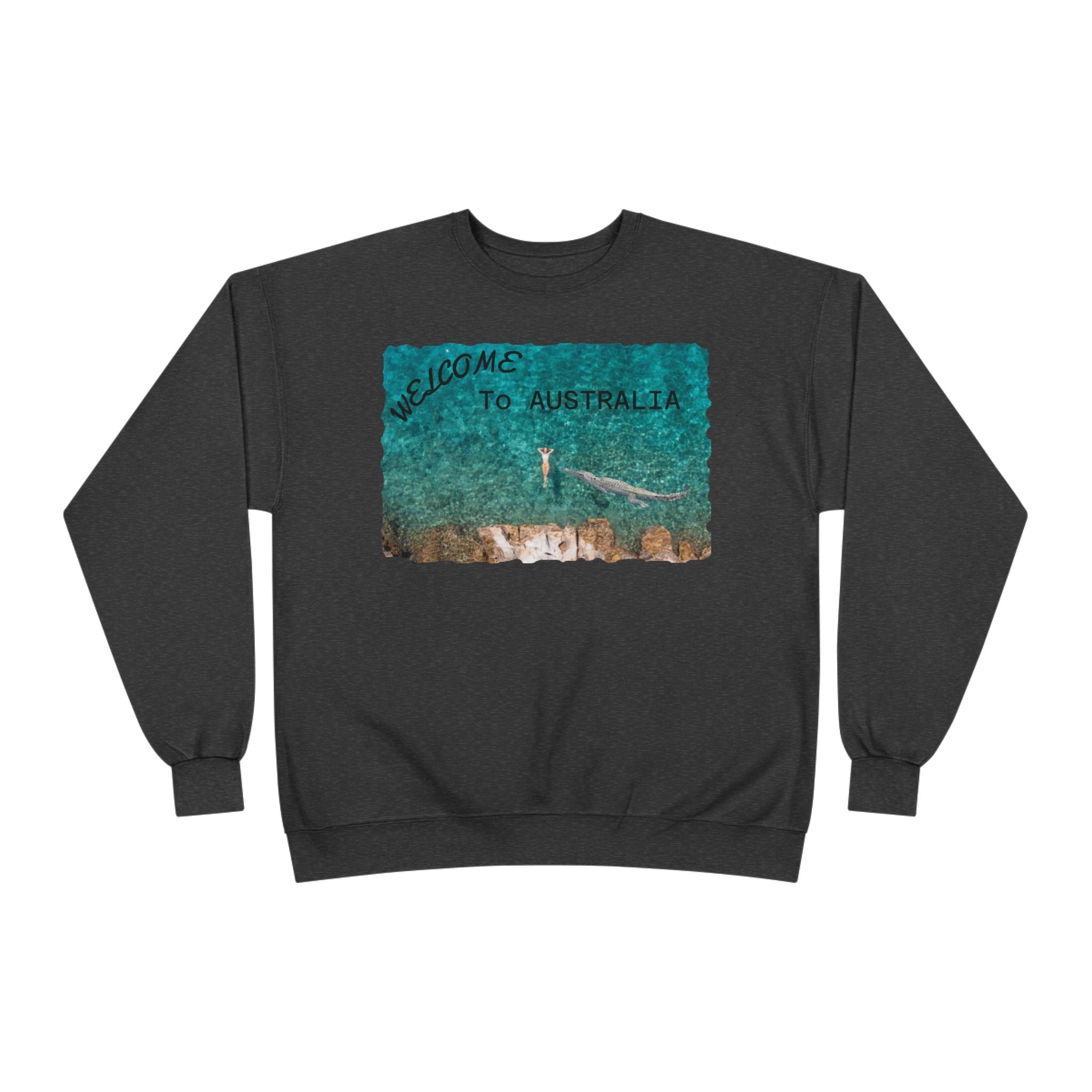 Welcome To Australia Crewneck Sweatshirt — Beach Aerial Photo Travel Sweater