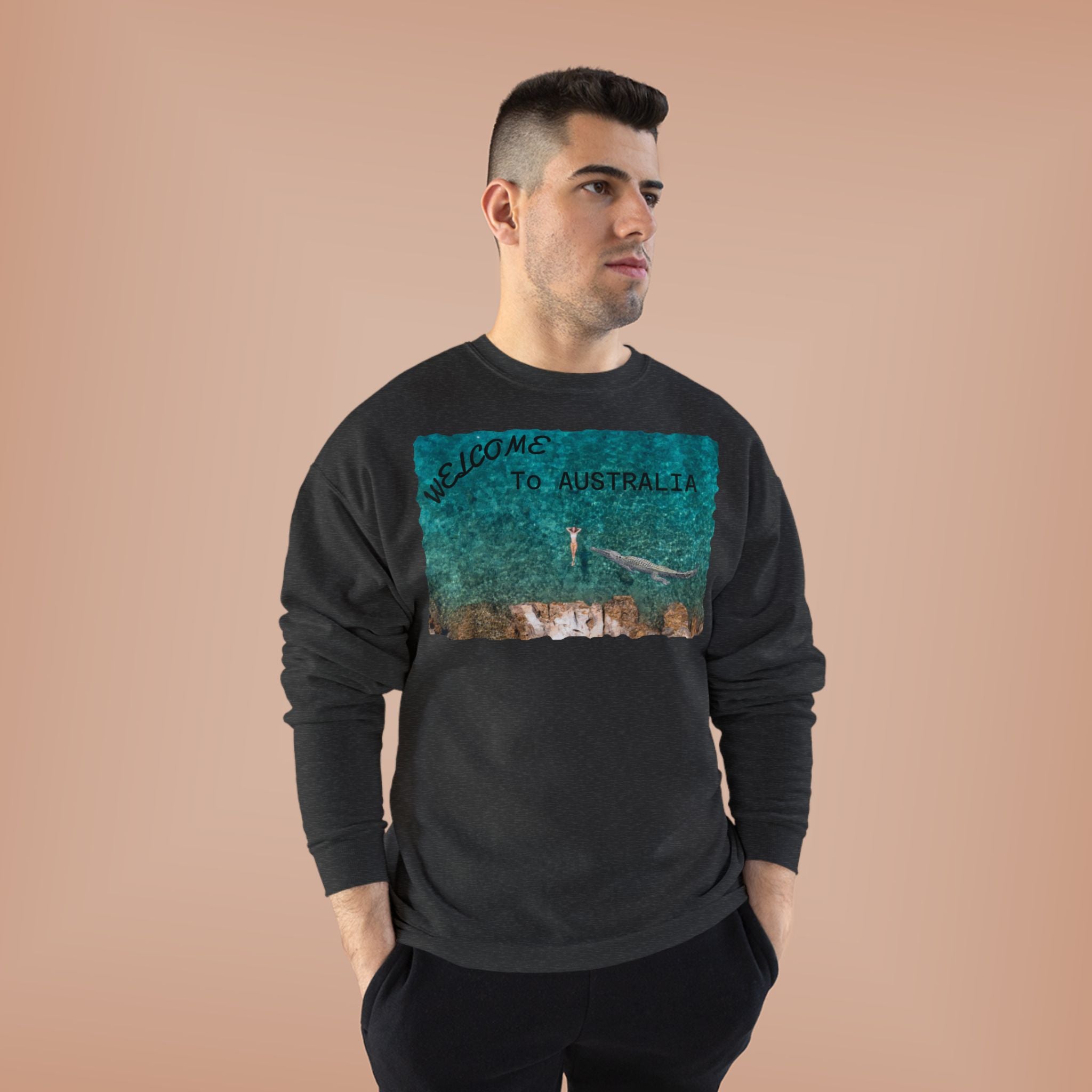 Welcome To Australia Crewneck Sweatshirt — Beach Aerial Photo Travel Sweater