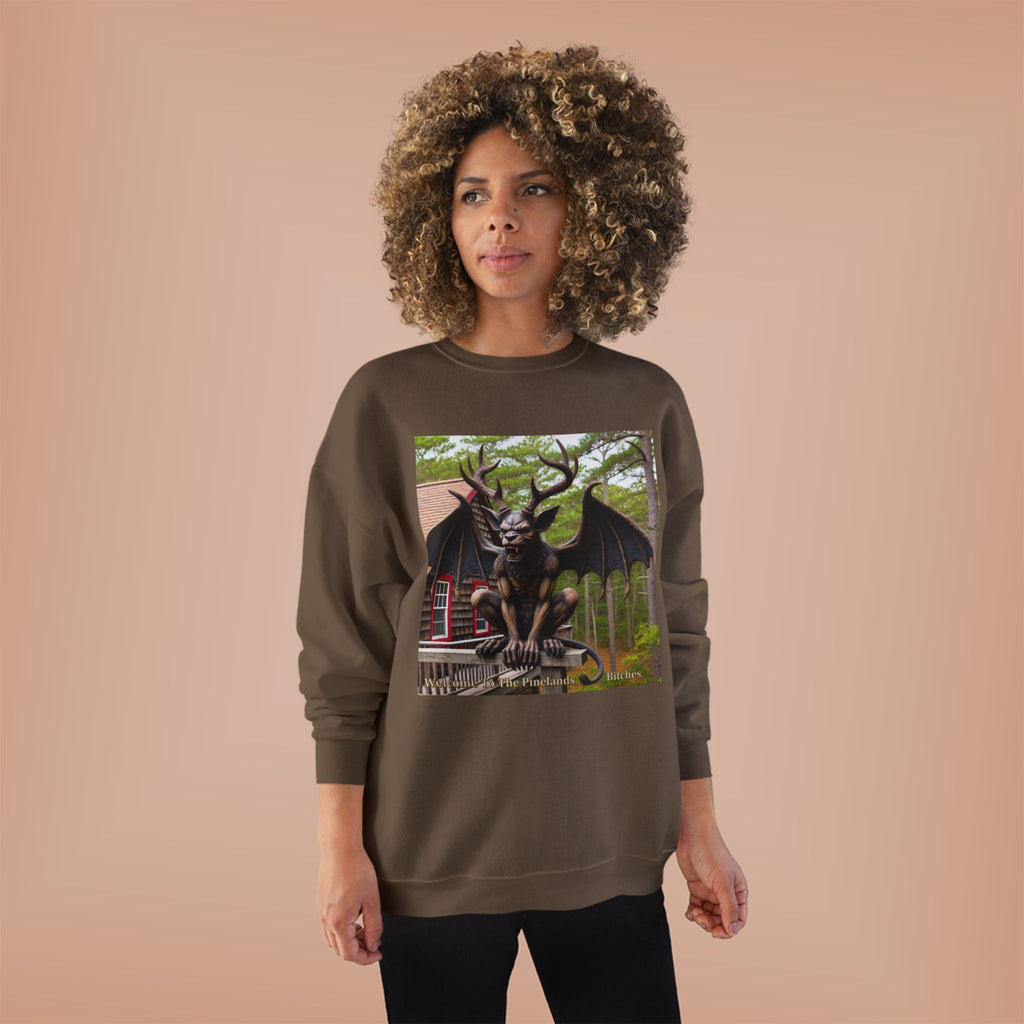 Gargoyle Garden Crewneck Sweatshirt — Gothic Statue Forest Design
